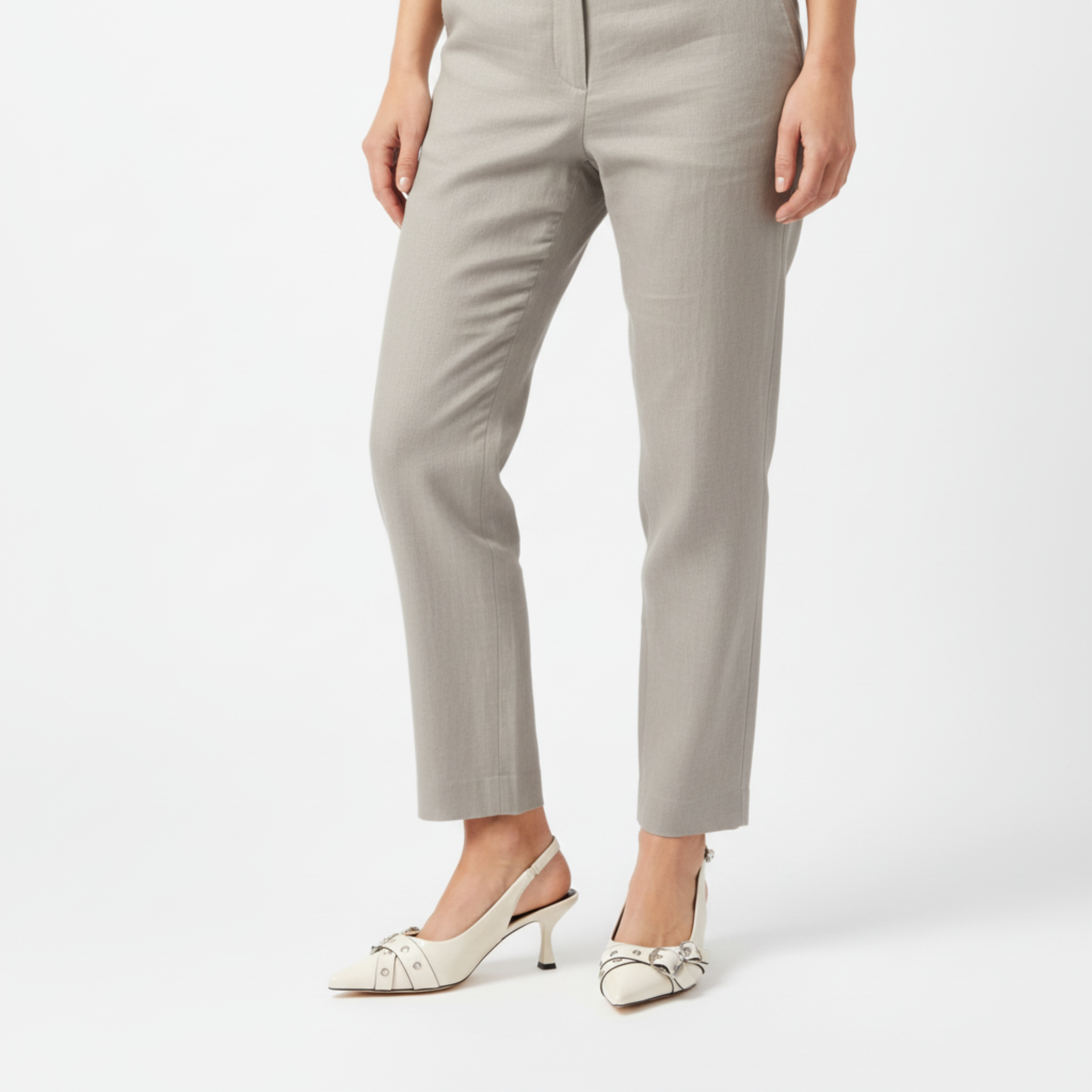 Escarpins Slingback à Bout Pointu en Similicuir avec Détails Métalliques pour Femmes