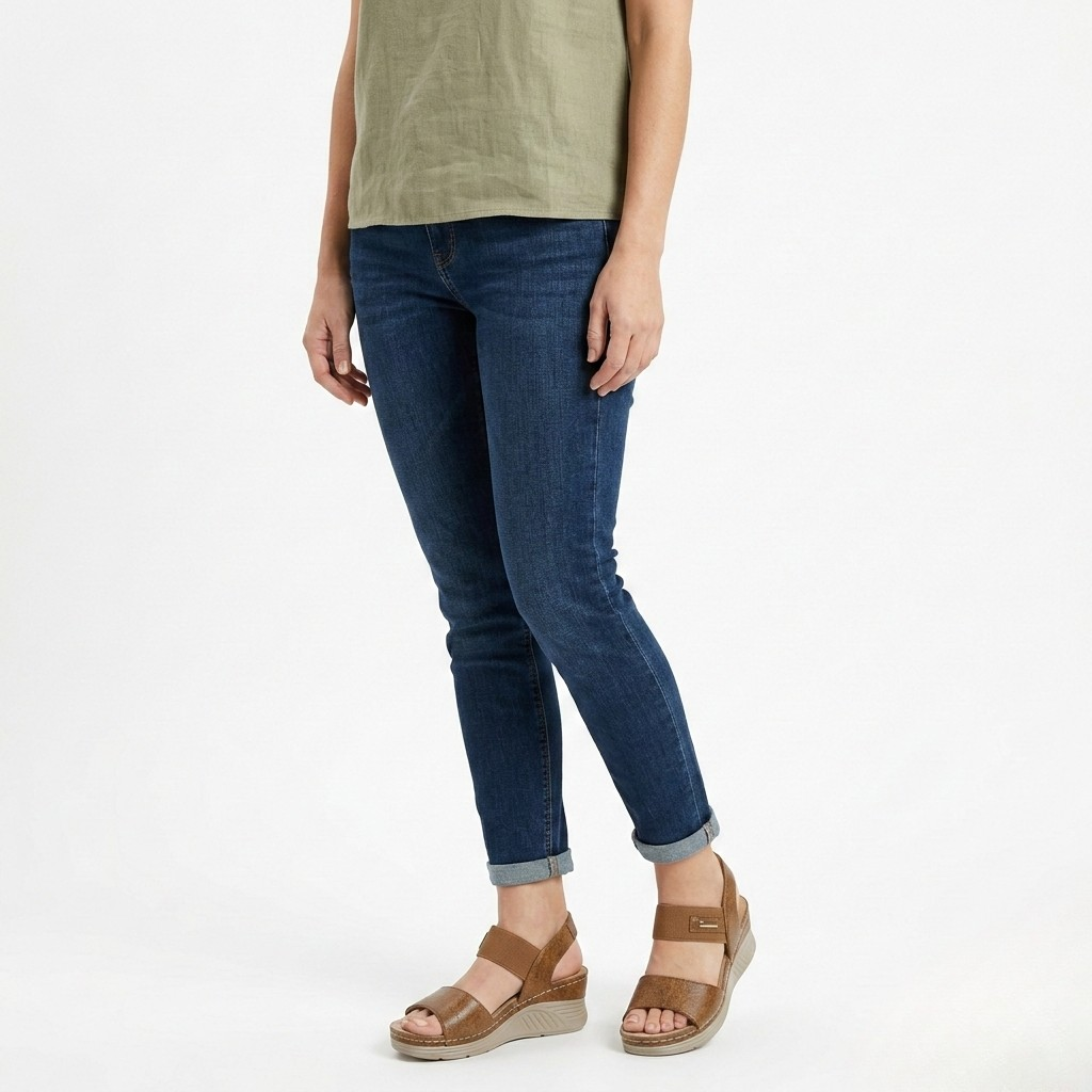 Sandales Compensées pour Femmes avec Brides Auto-Agrippantes et Semelle en Caoutchouc