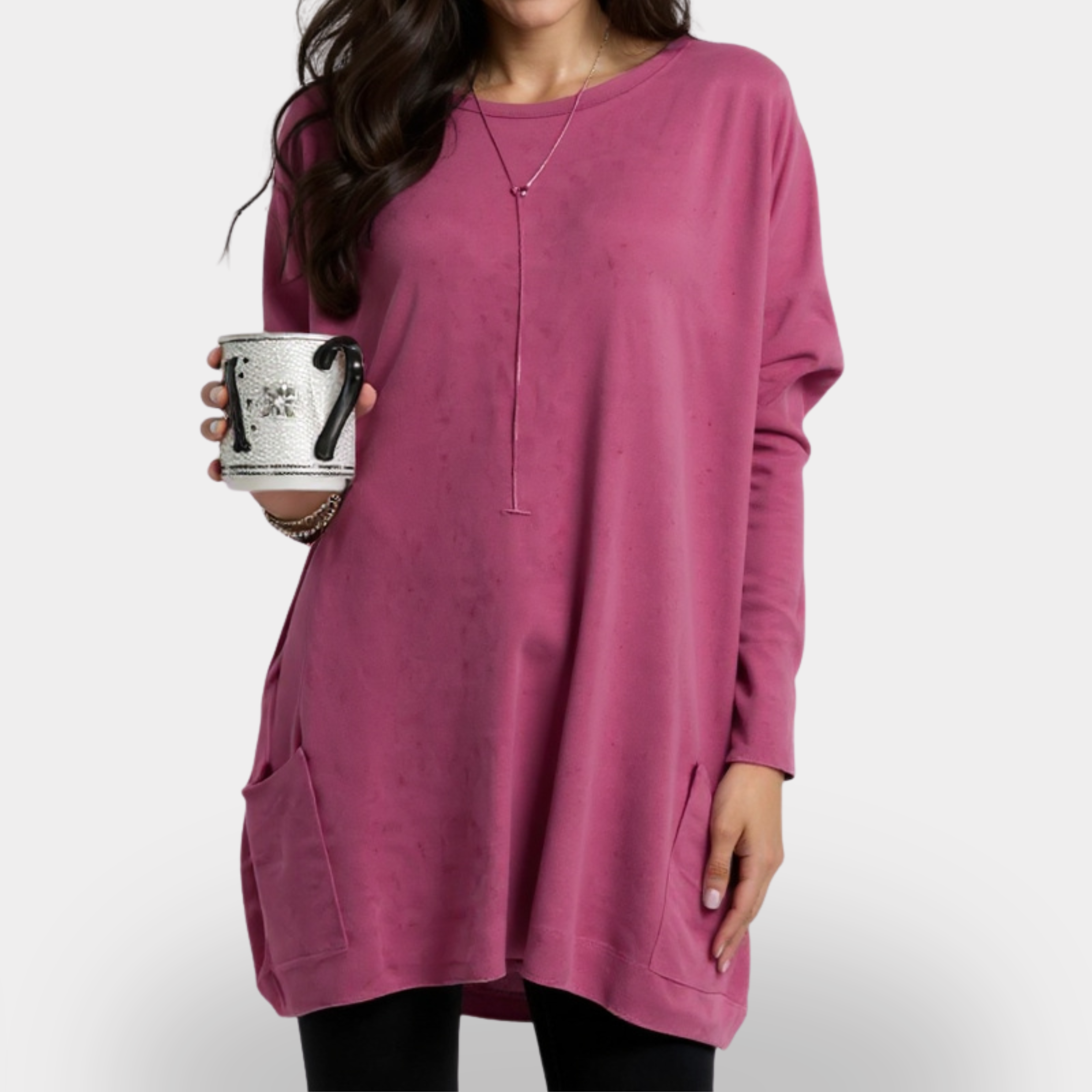 Ancienne Monde | Camiseta de manga larga con bolsillo para mujer – Superposición fácil, comodidad diaria