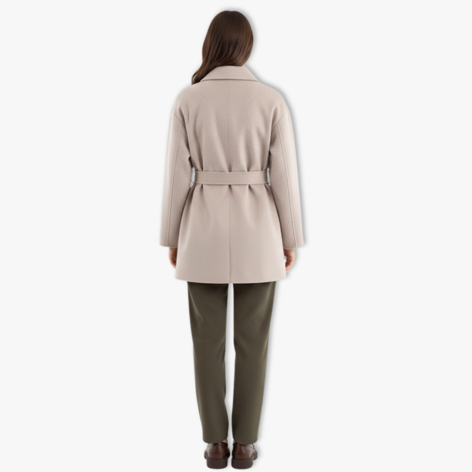 Trendy double collar wool coat for women, long sleeves