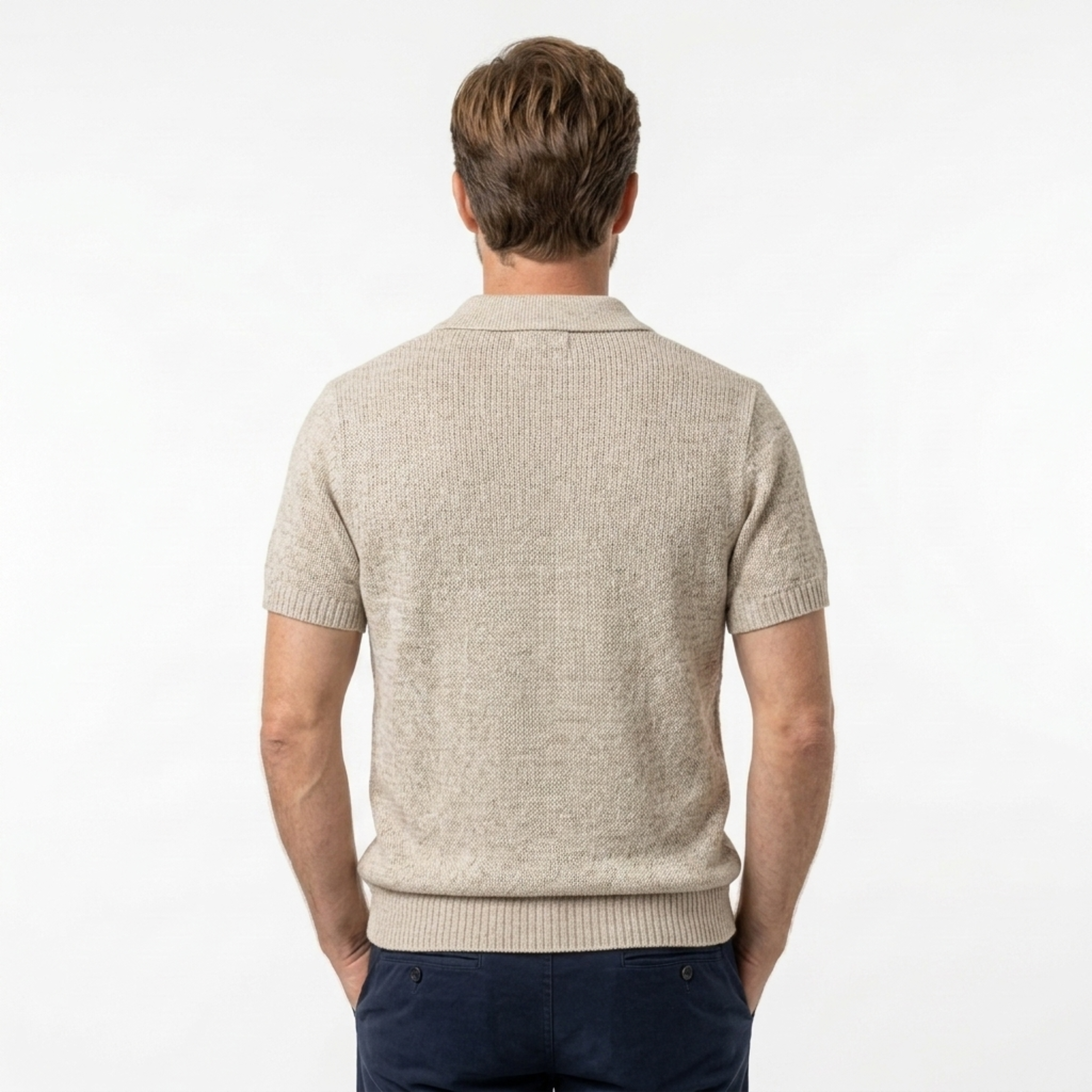 Polo en maille pour homme effet chiné — manches courtes | look décontracté