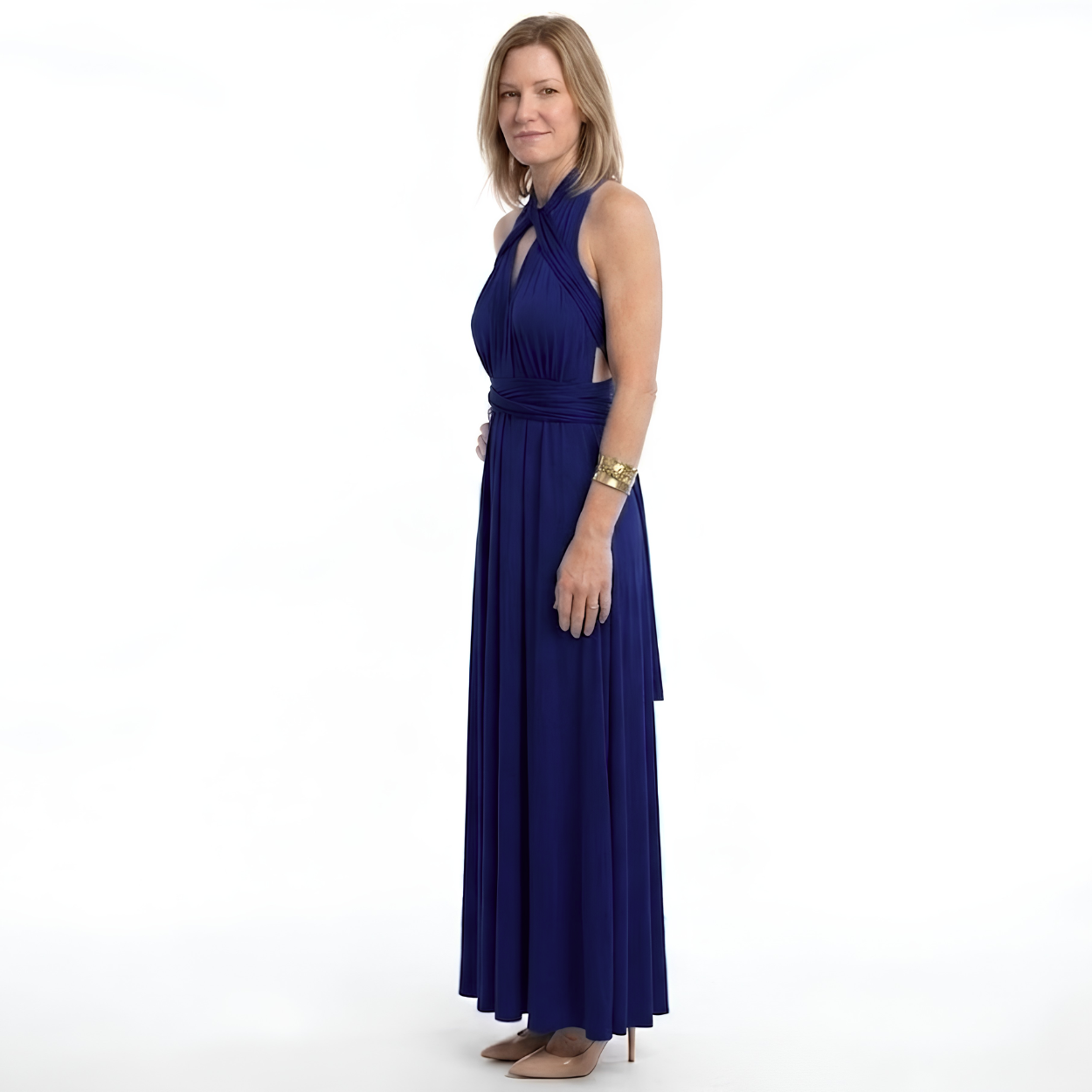 Vestido Maxi Convertible Infinity con Tirantes Multi-Posiciones y Falda Fluida