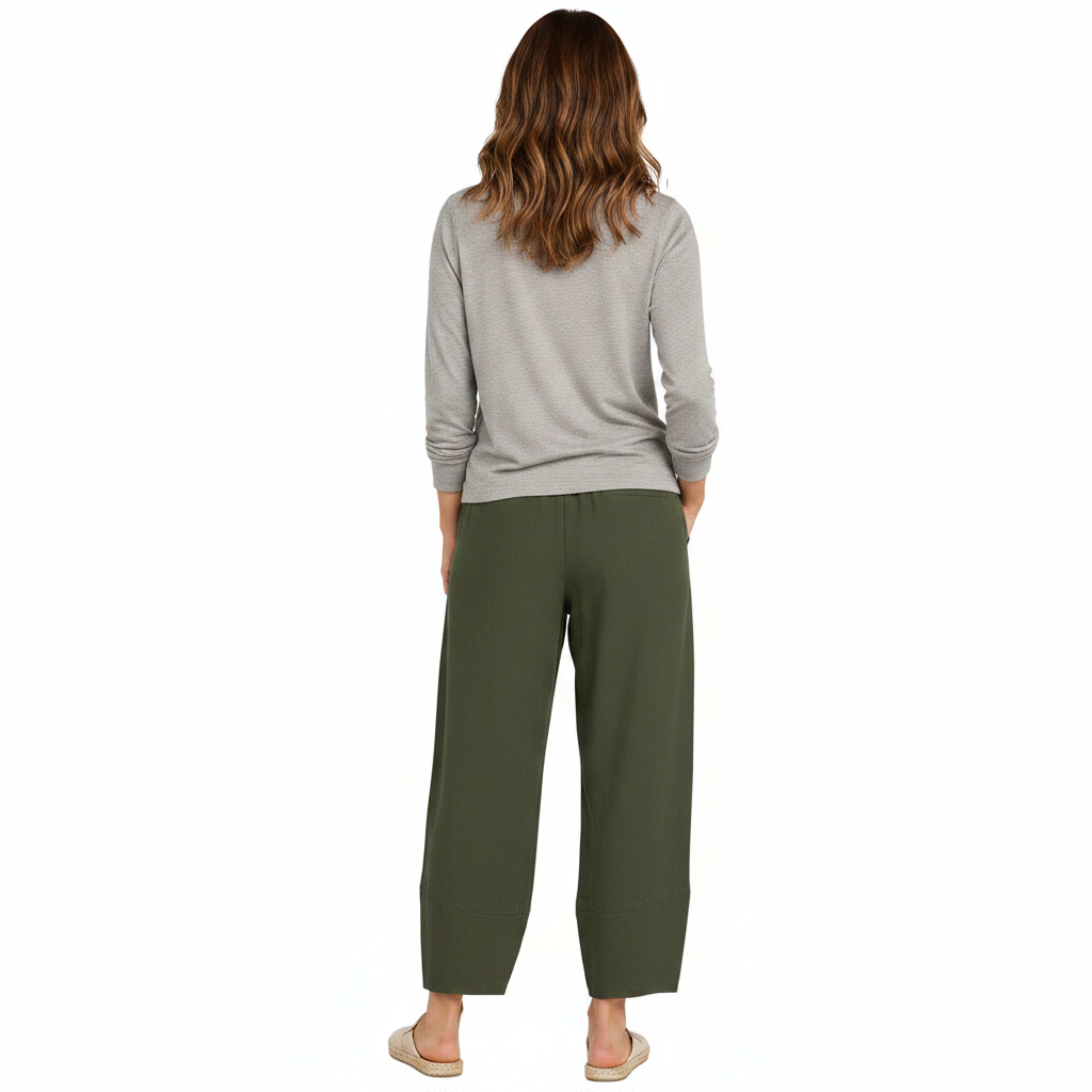 Capri-Hose mit weitem Bein, elastischem Bund und schrägem Saum für Damen