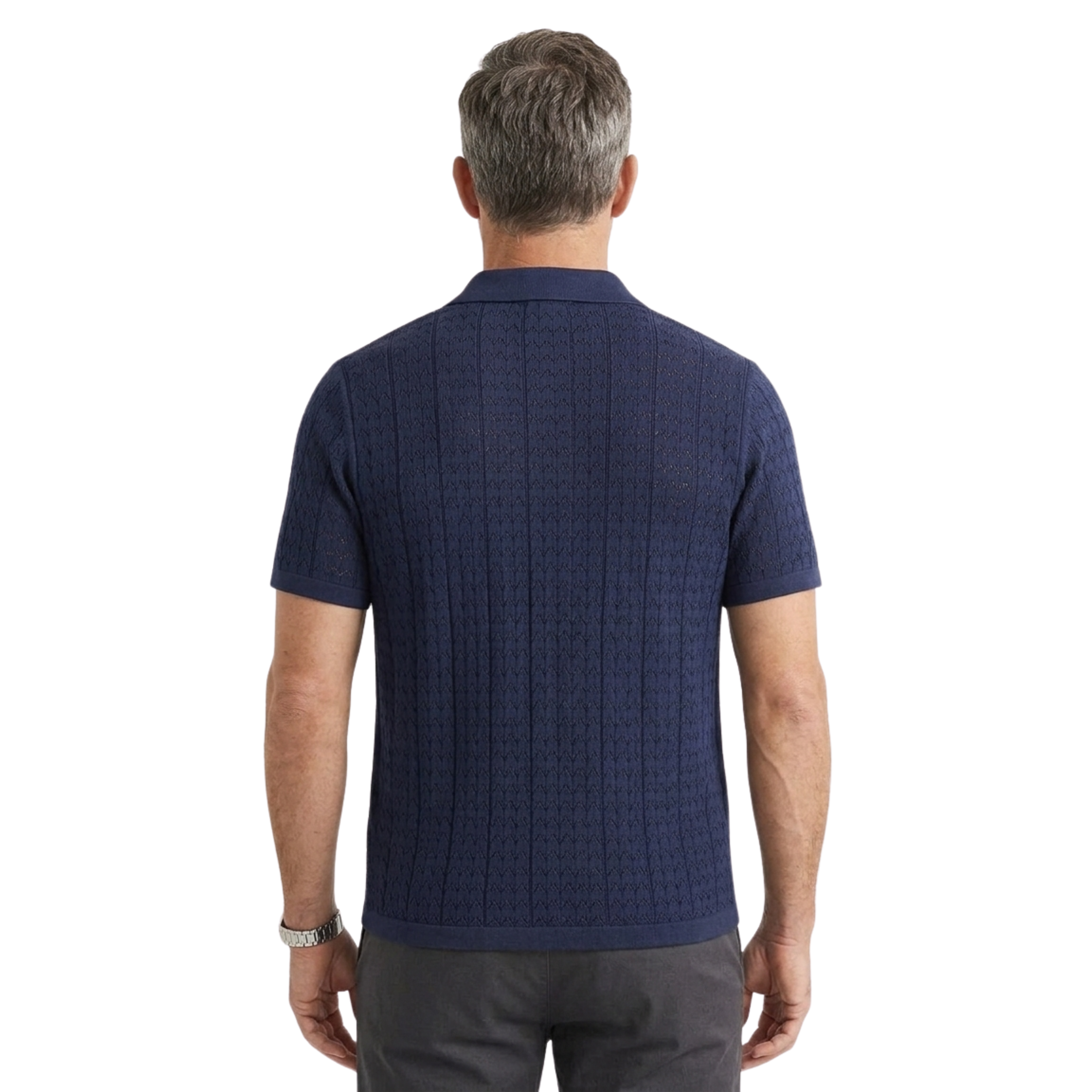 Polo para hombre en tejido texturizado con motivo geométrico — mangas cortas | resort