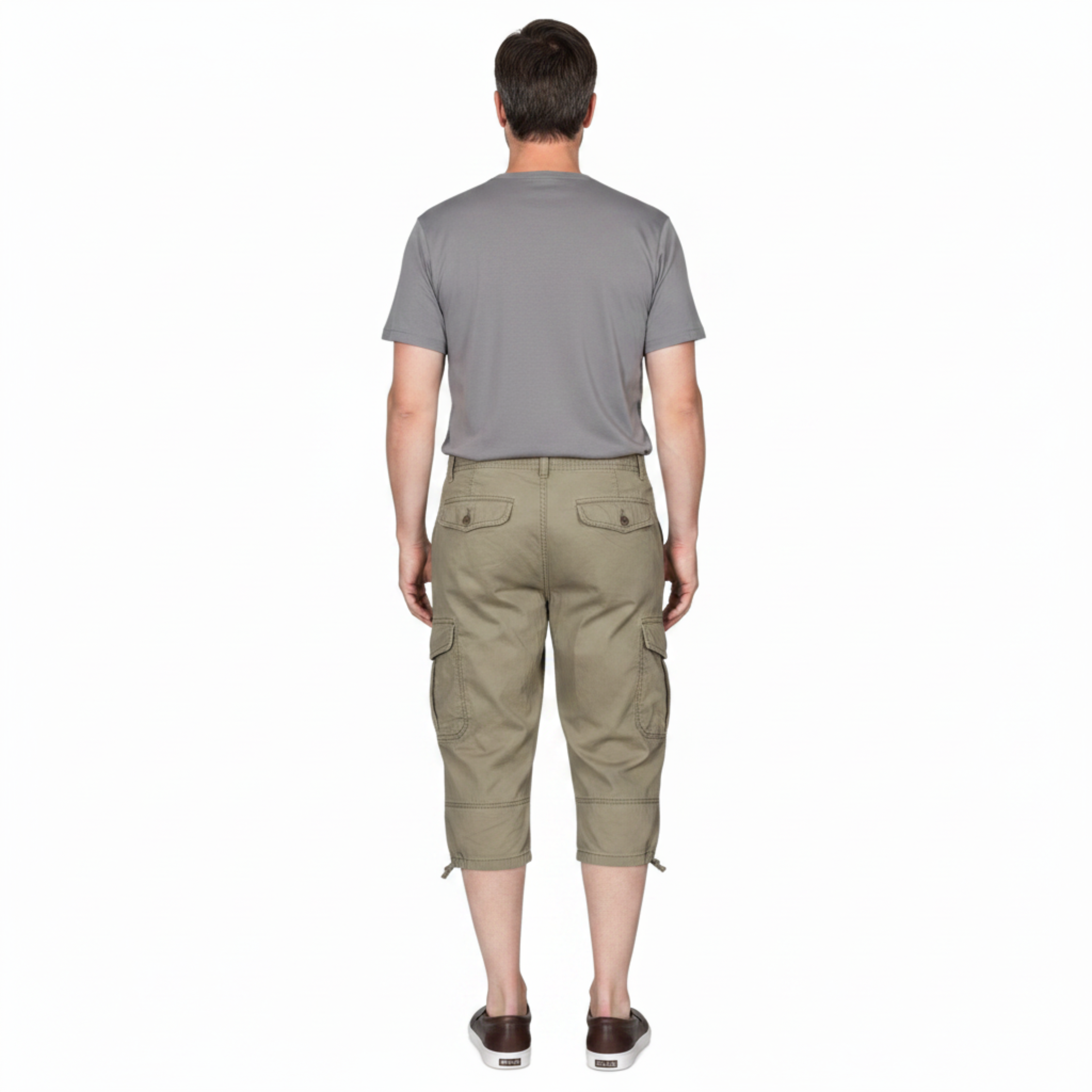 Pantalón Cargo 3/4 para Hombre con Múltiples Bolsillos y Corte Casual