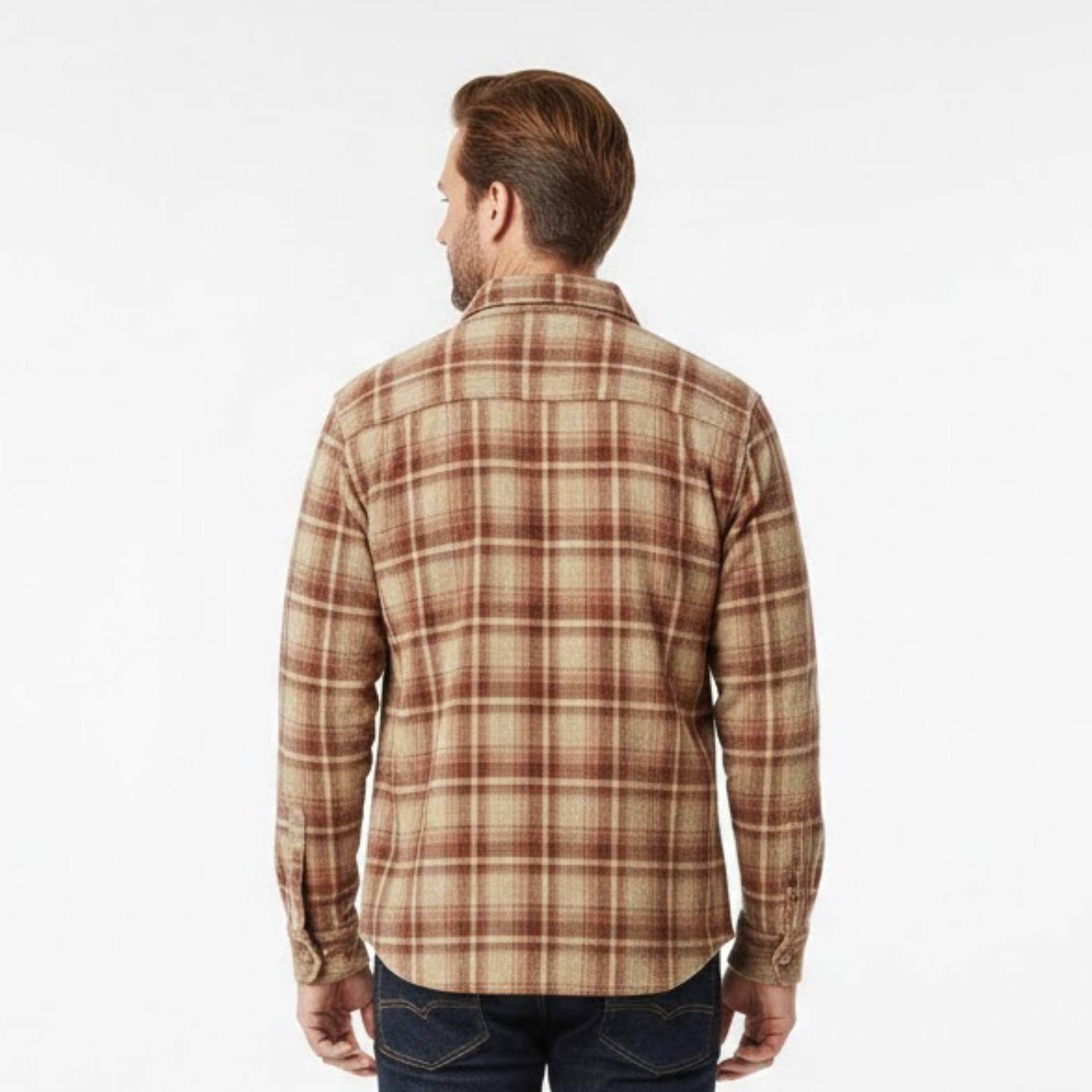 Férfi kordbársony kockás ing mellzsebekkel és gombokkal