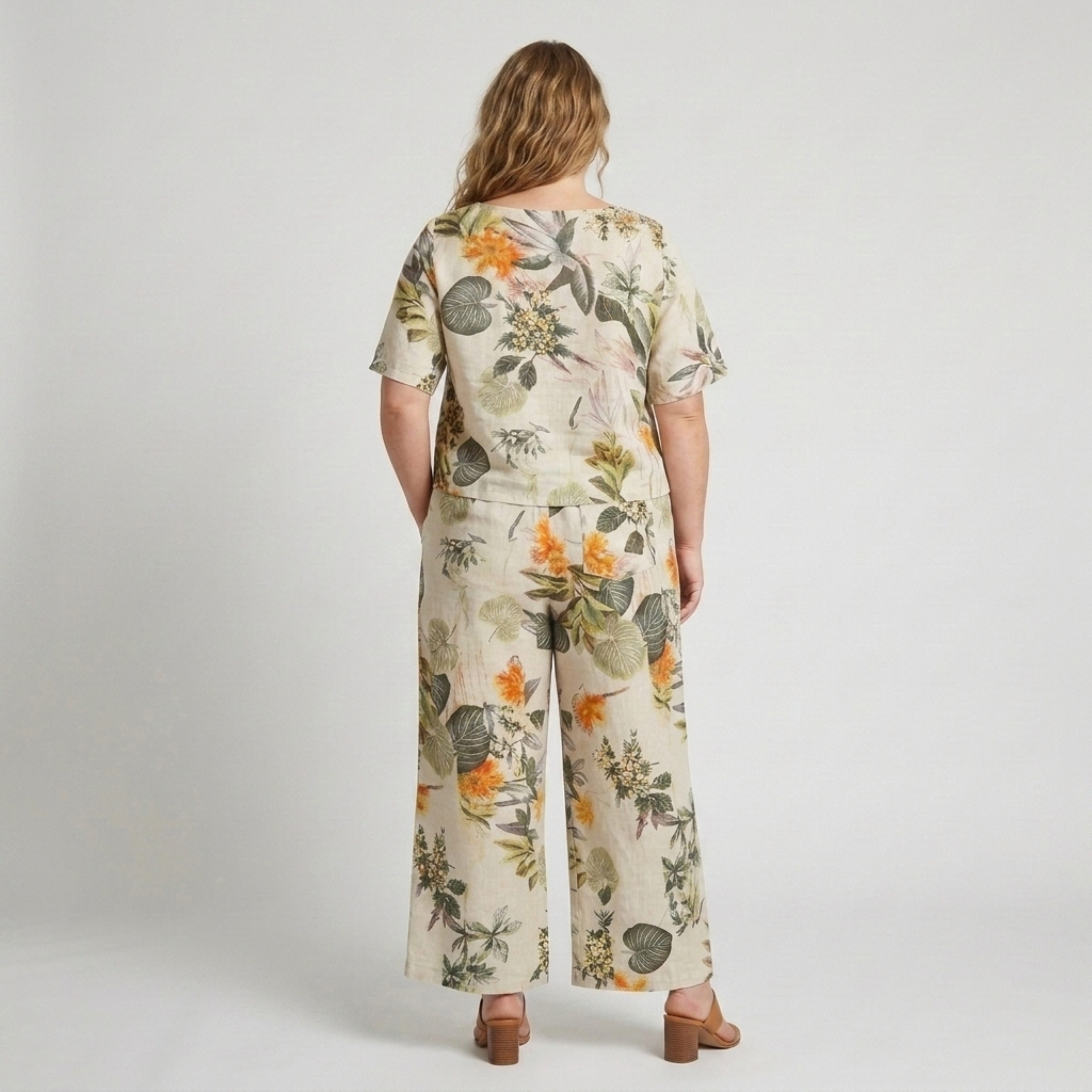 Sæt med bukser i store størrelser med blomsterprint