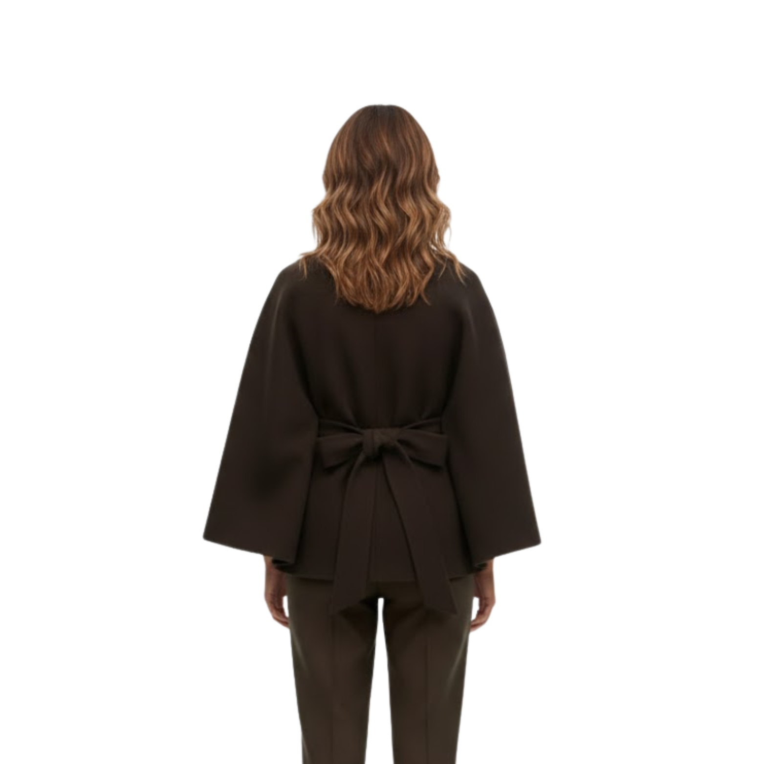 Strukturált köpenykabát övvel és álló gallérral