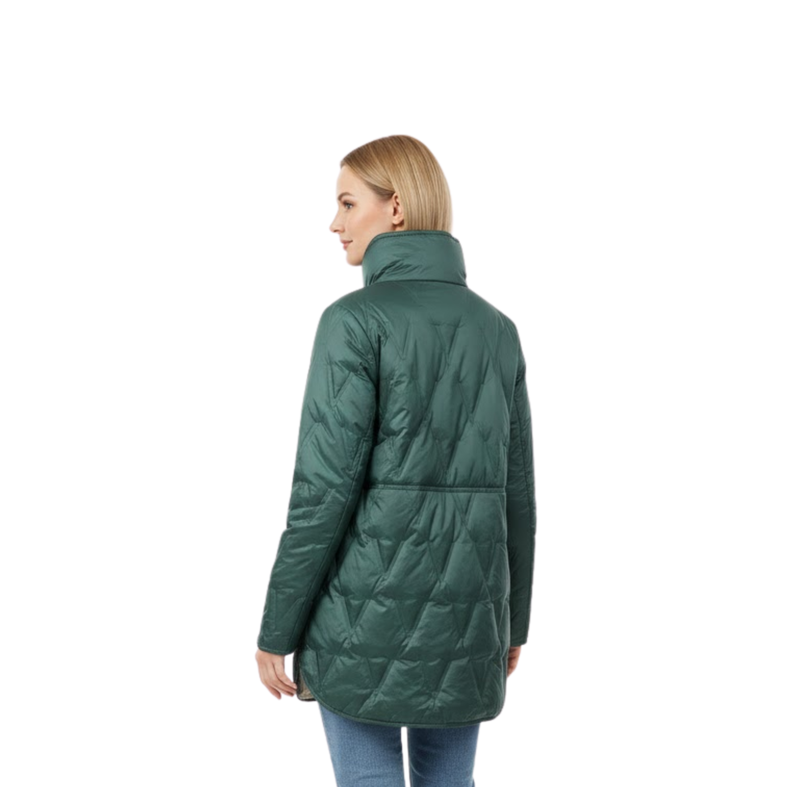 Manteau Long en Jean Femme avec Doublure en Mouton et Col en Fausse Fourrure