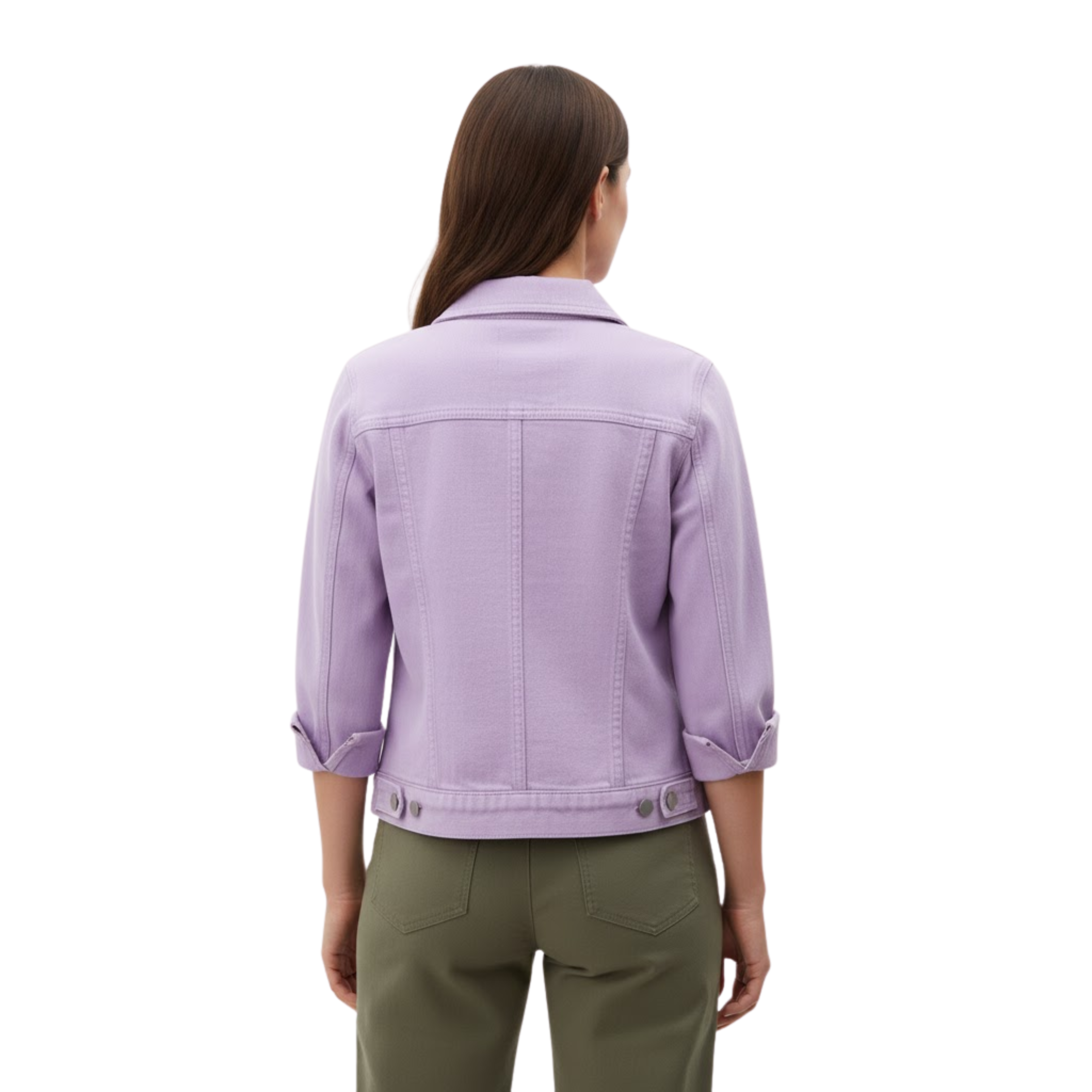 Veste en Jean Courte avec Boutons et Poches de Poitrine pour Femme