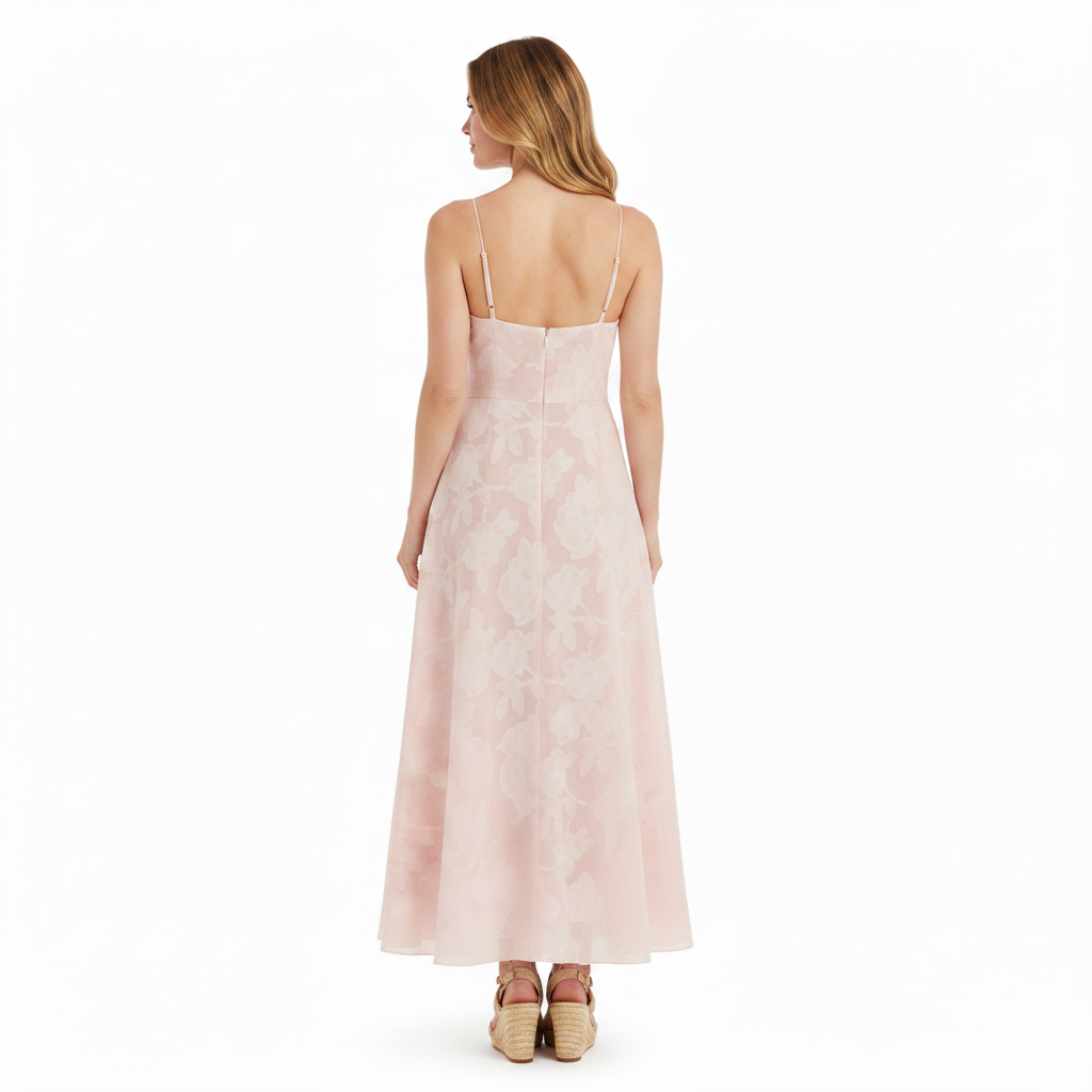 Vestido de noche largo con corsé, bordados florales y corte evasé para mujer