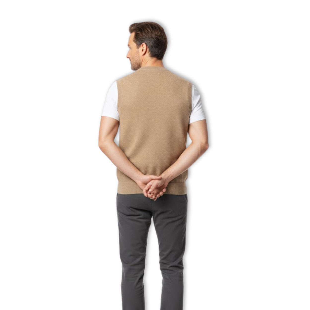 Pánske tielko 100 % merino vlna, výstrih do V, bez rukávov, klasický strih