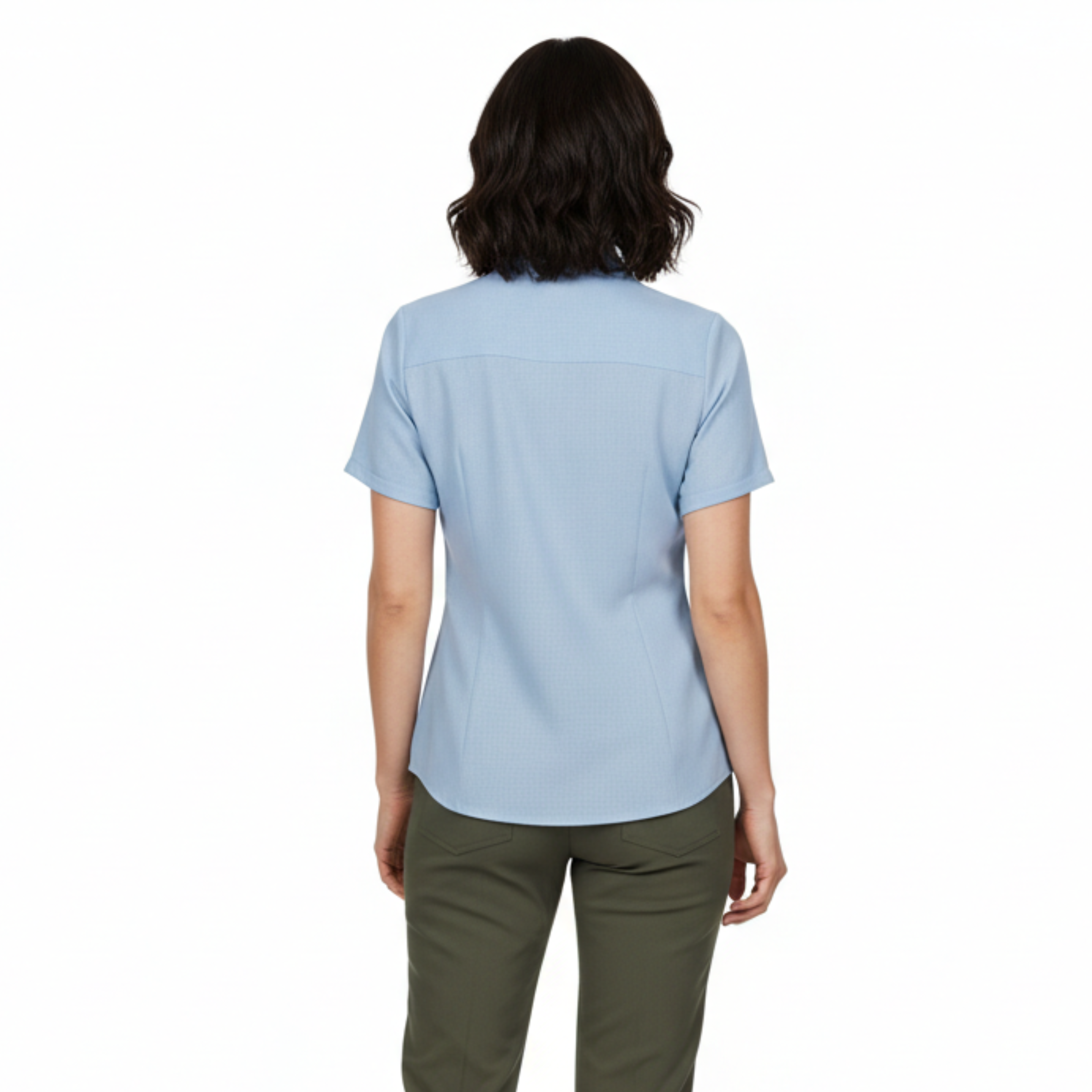 Camicia Oversize Stampata in Cotone e Lino da Donna con Maniche Corte e Bottoni