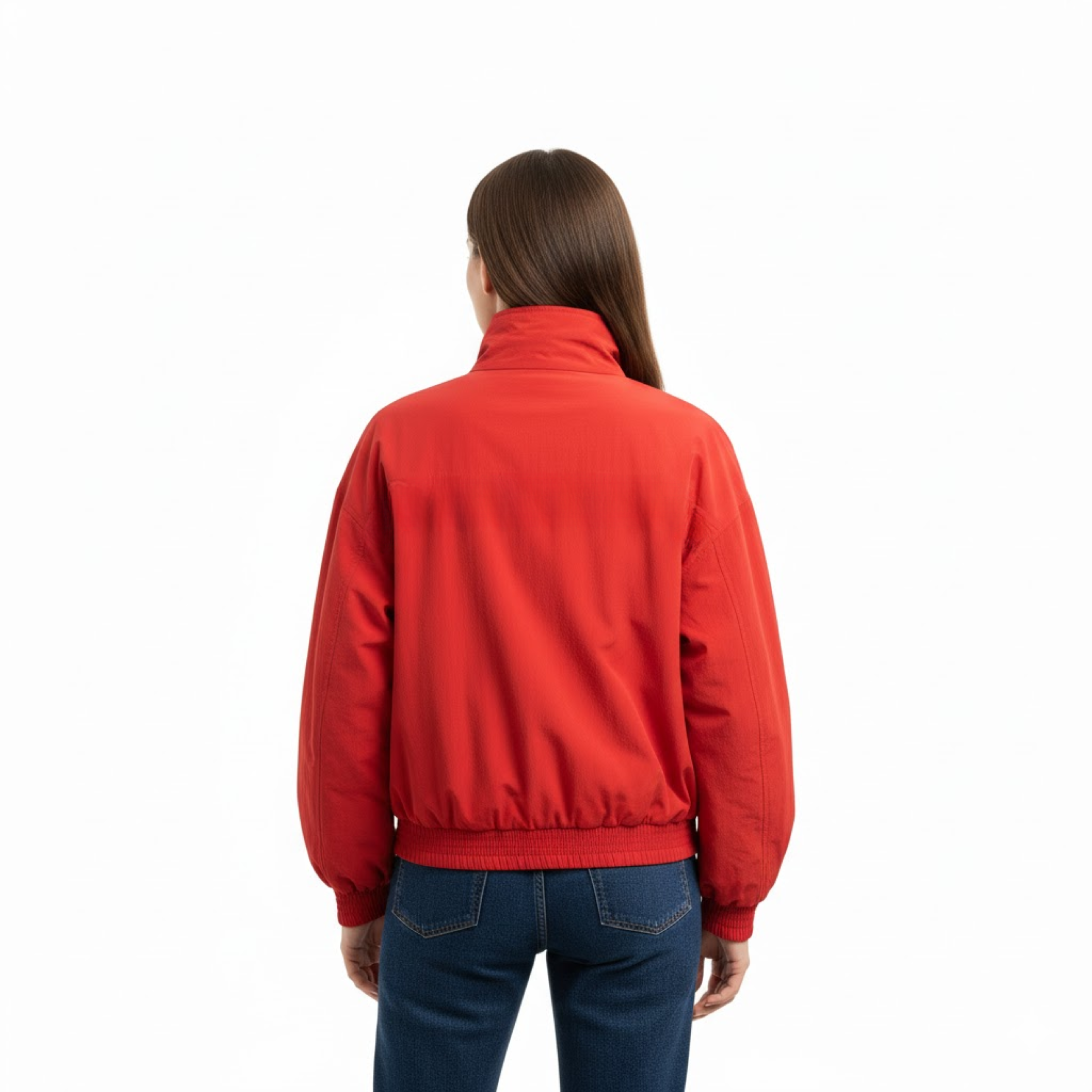 Veste Légère à Col Montant et Coupe Décontractée avec Fermeture Éclair pour Femme