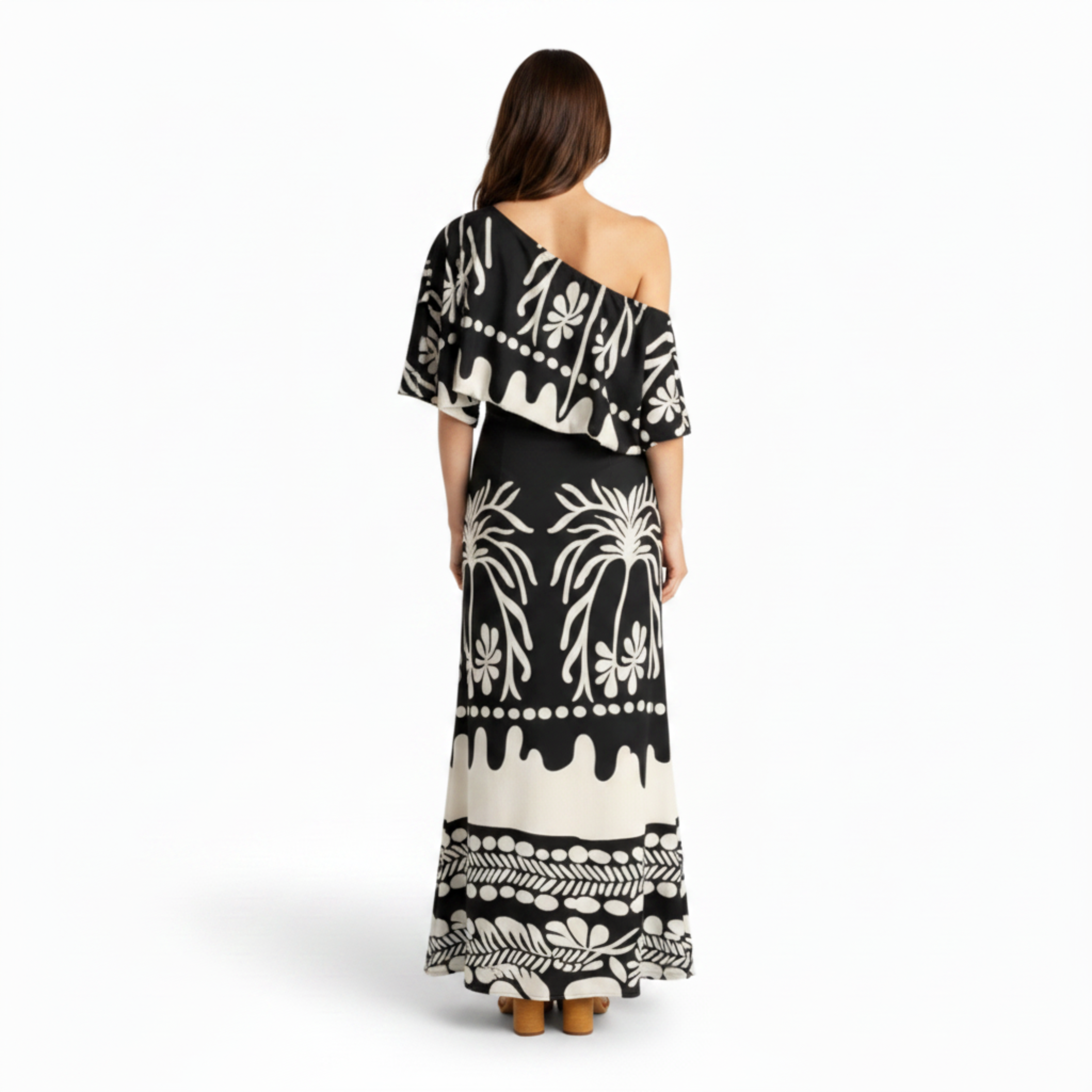 Ensemble Femme de Blouse et Jupe Longue Maxi à Motif Imprimé Deux Pièces