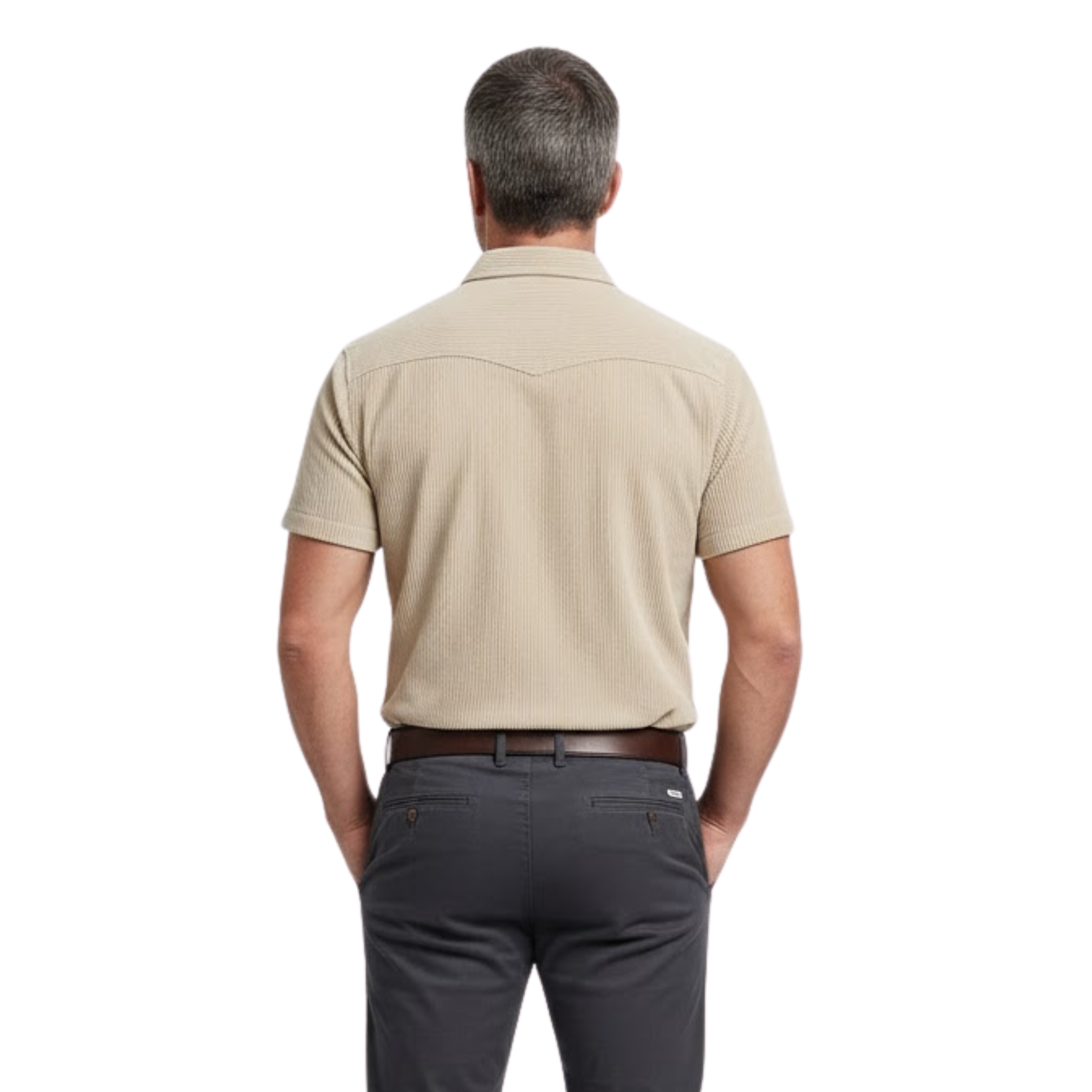 Camicia cargo da uomo in velluto a coste a maniche corte con tasche sul petto