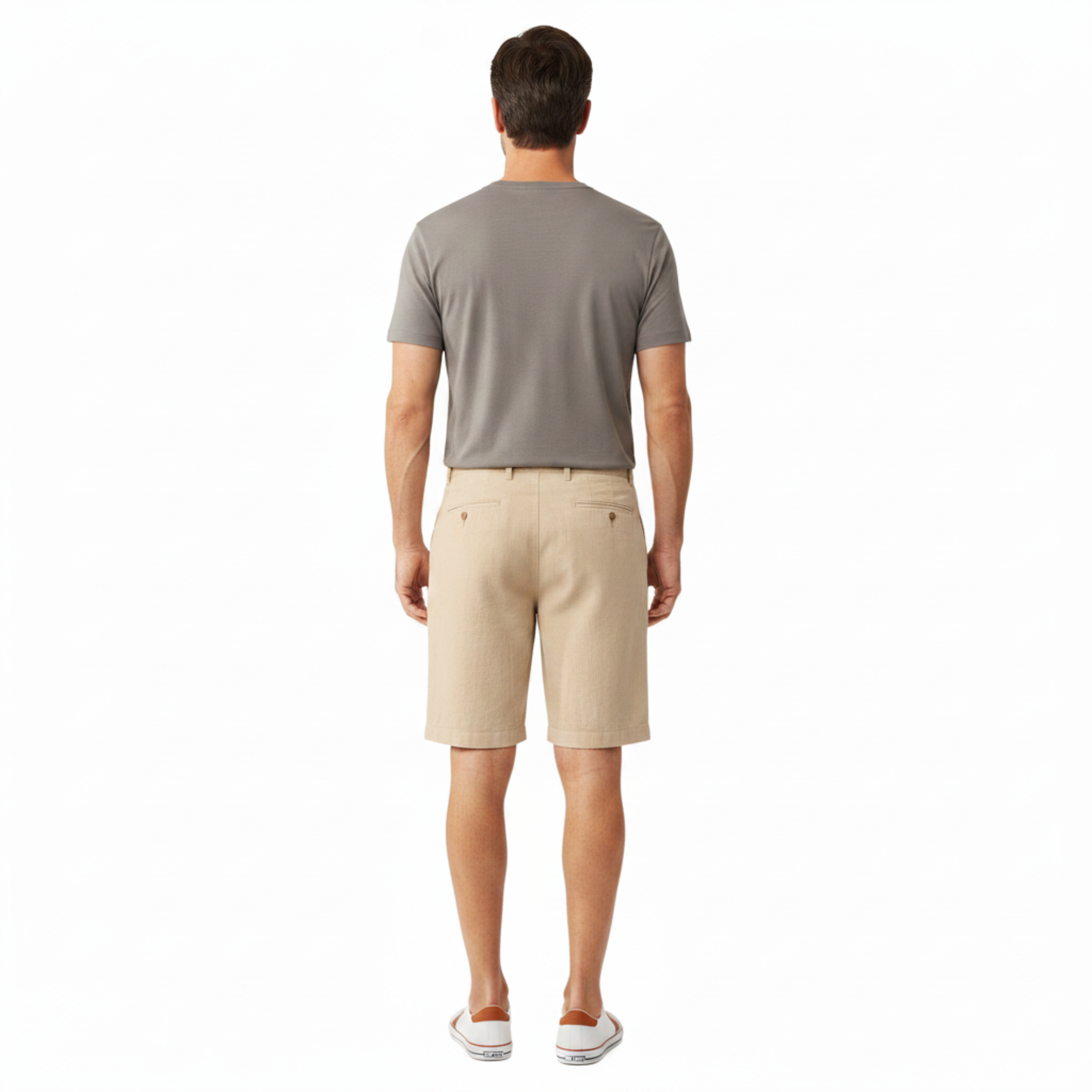 Short in lino da uomo con vita elastica e taglio casual