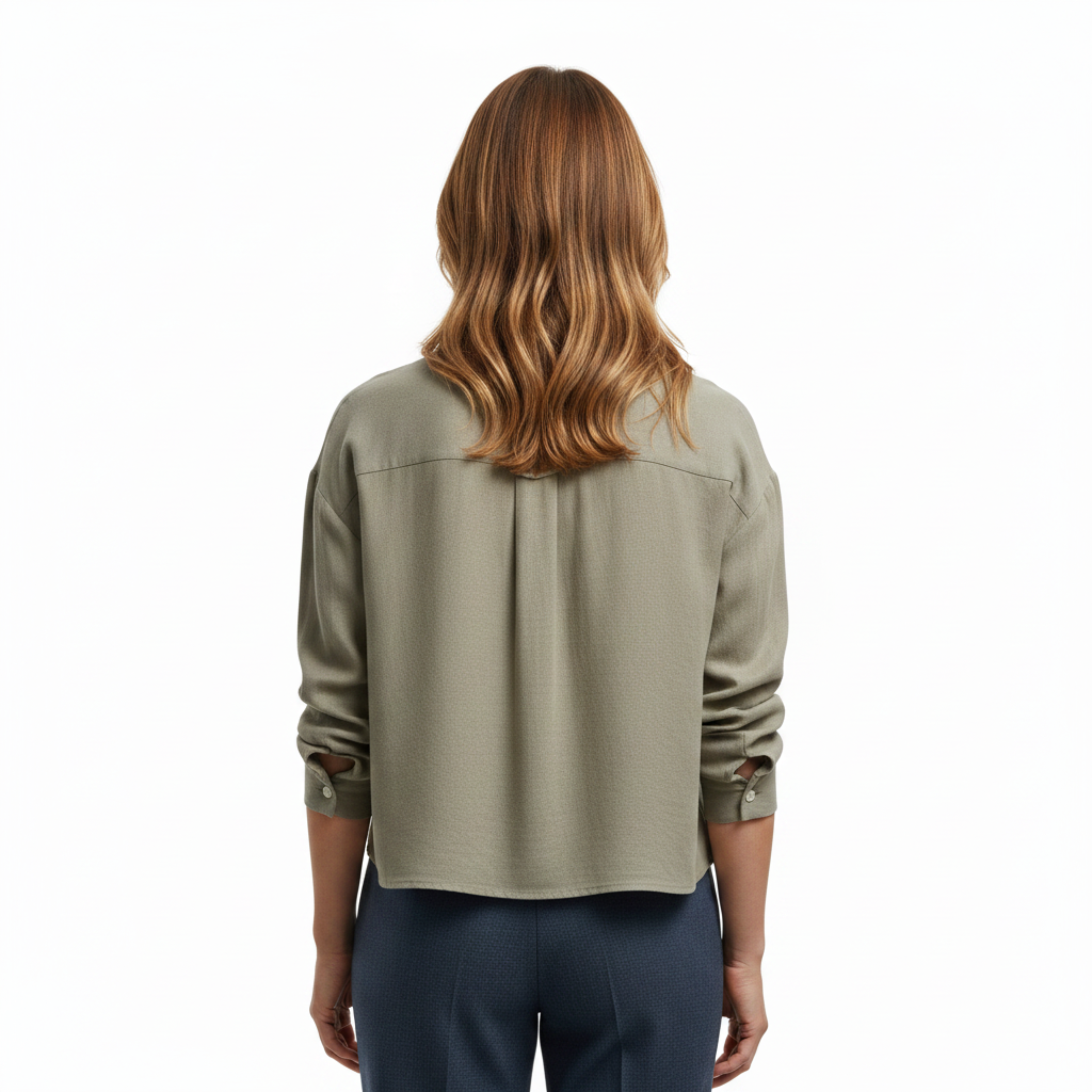 Sobrecamisa corta de lino para mujer, corte amplio con cuello en V profundo