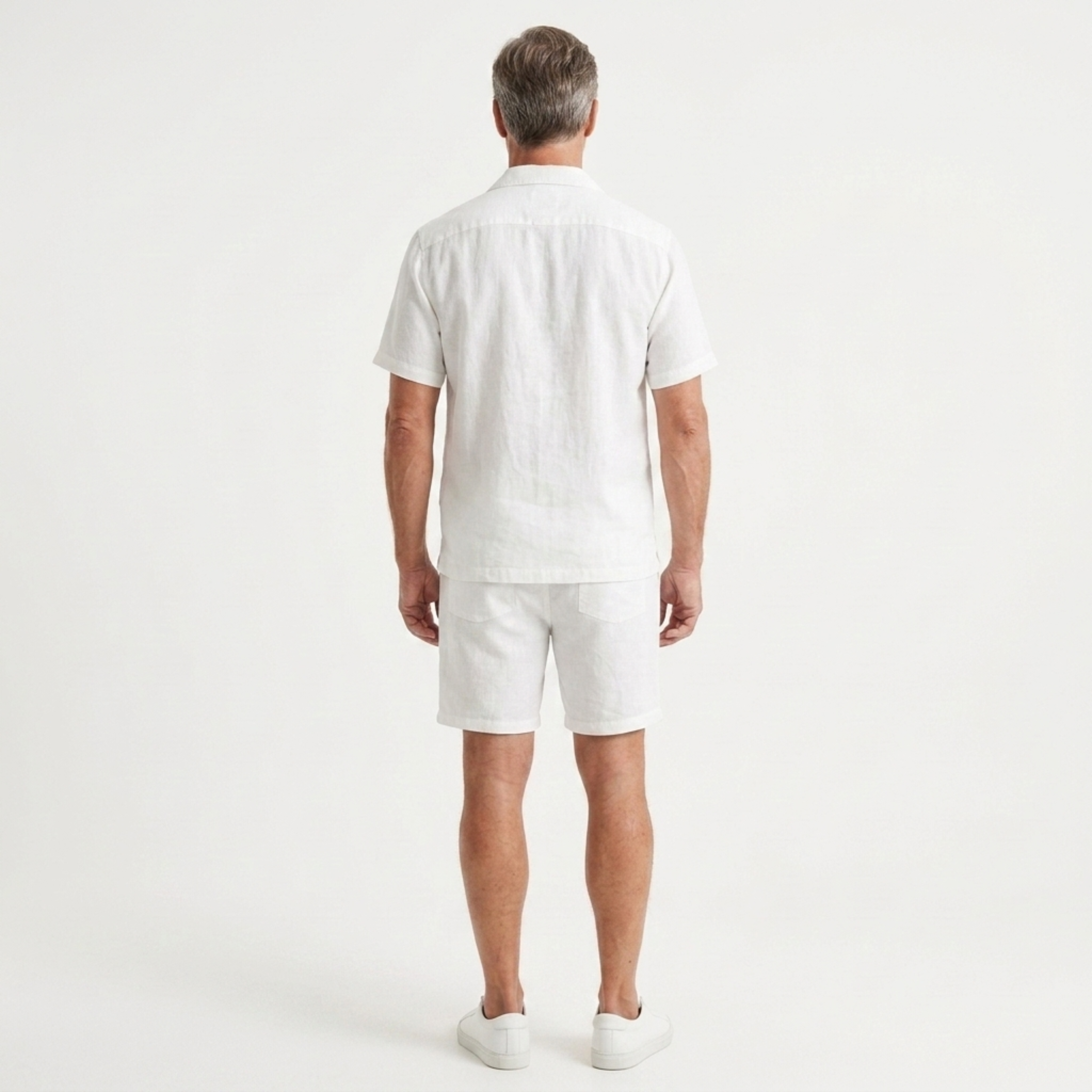 Herren-Leinen-Set — Kurzarmhemd und Shorts — Sommer und Strand