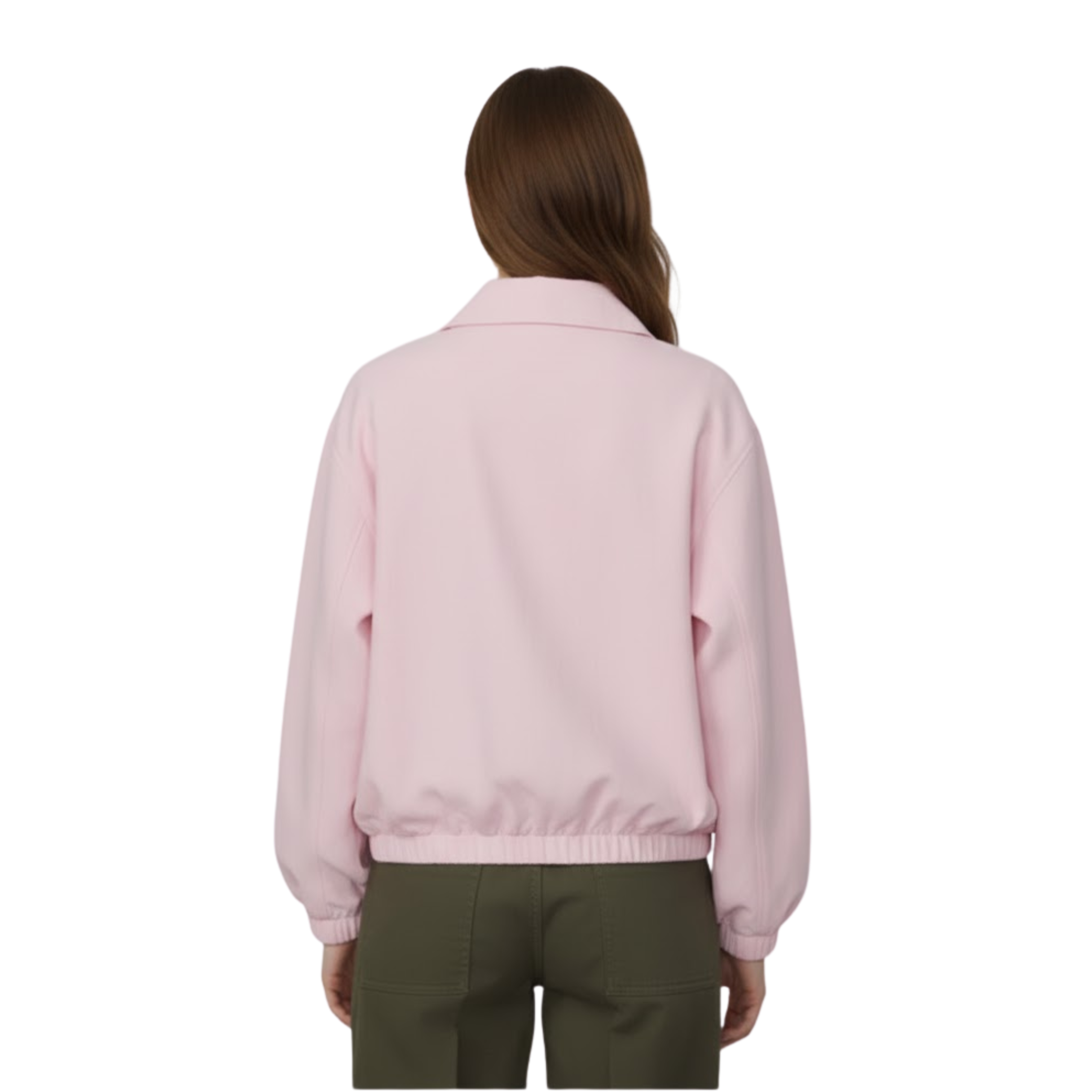 Veste Courte à Col Revers et Fermeture Éclair Coupe Ample pour Femme