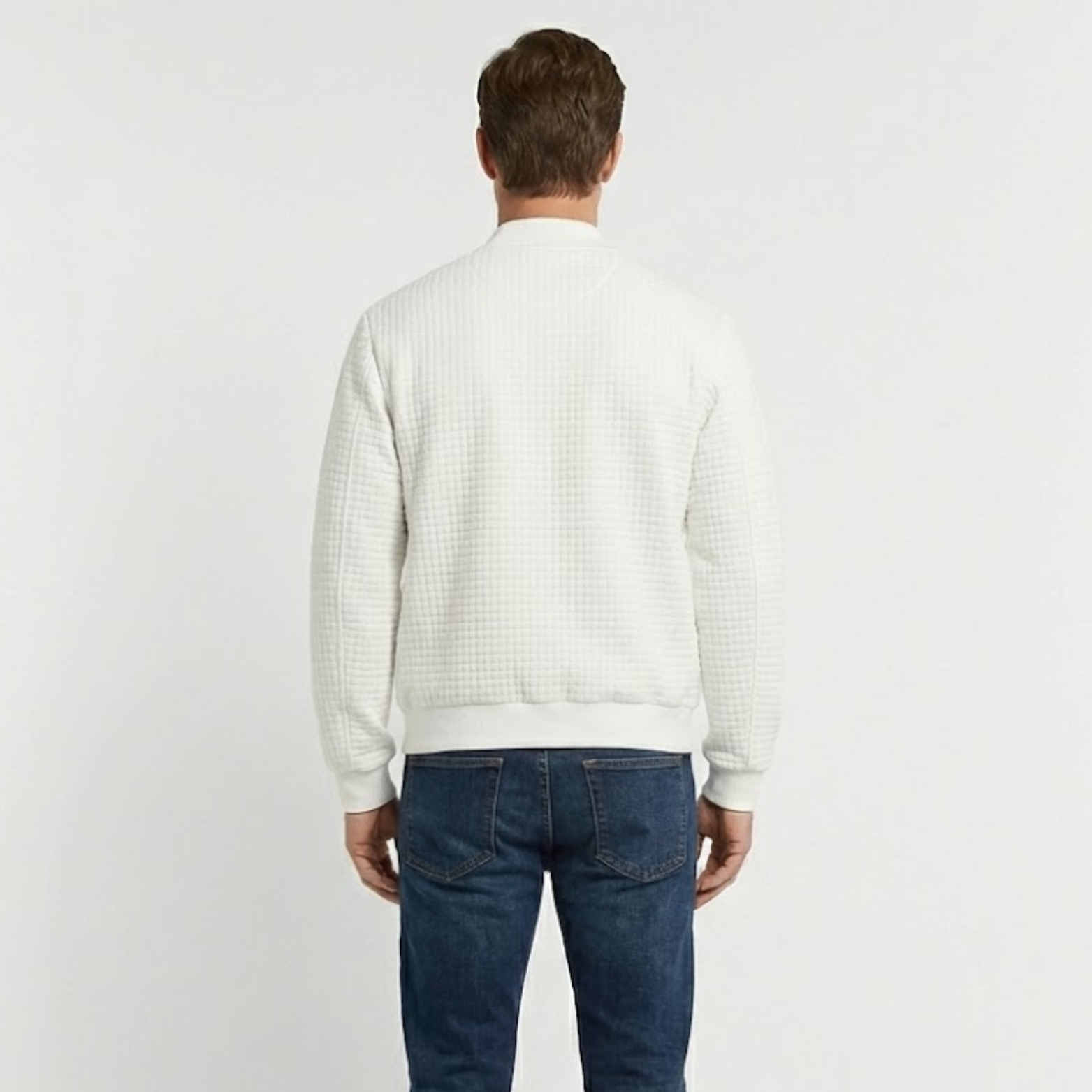 Pánská bunda s kostkovaným vzorem, na zip a s volným stojáčkem