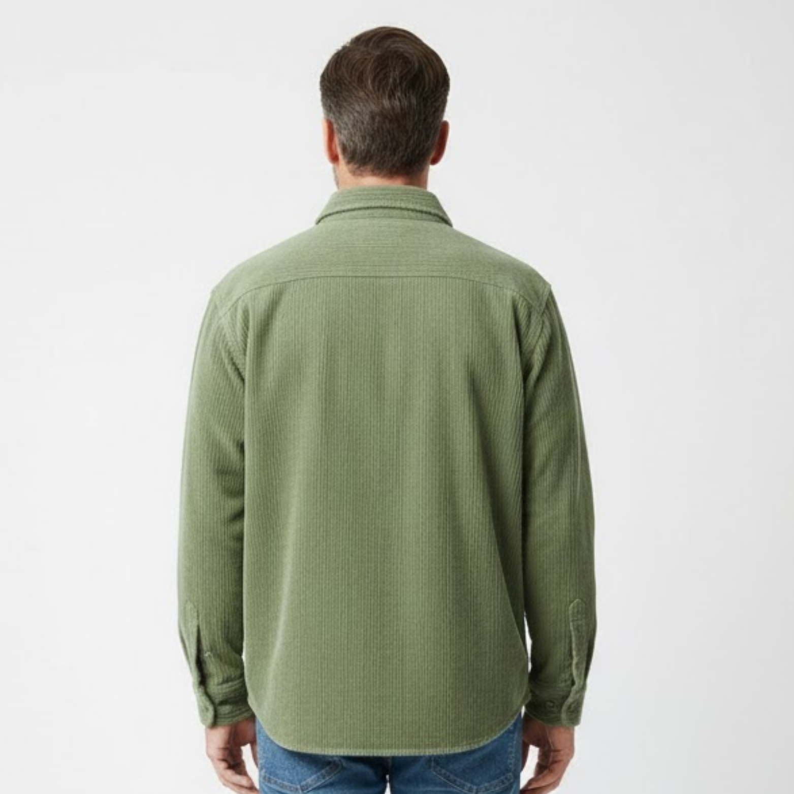 Férfi bordázott bársony ing hajtókás gallérral és mellzsebbel