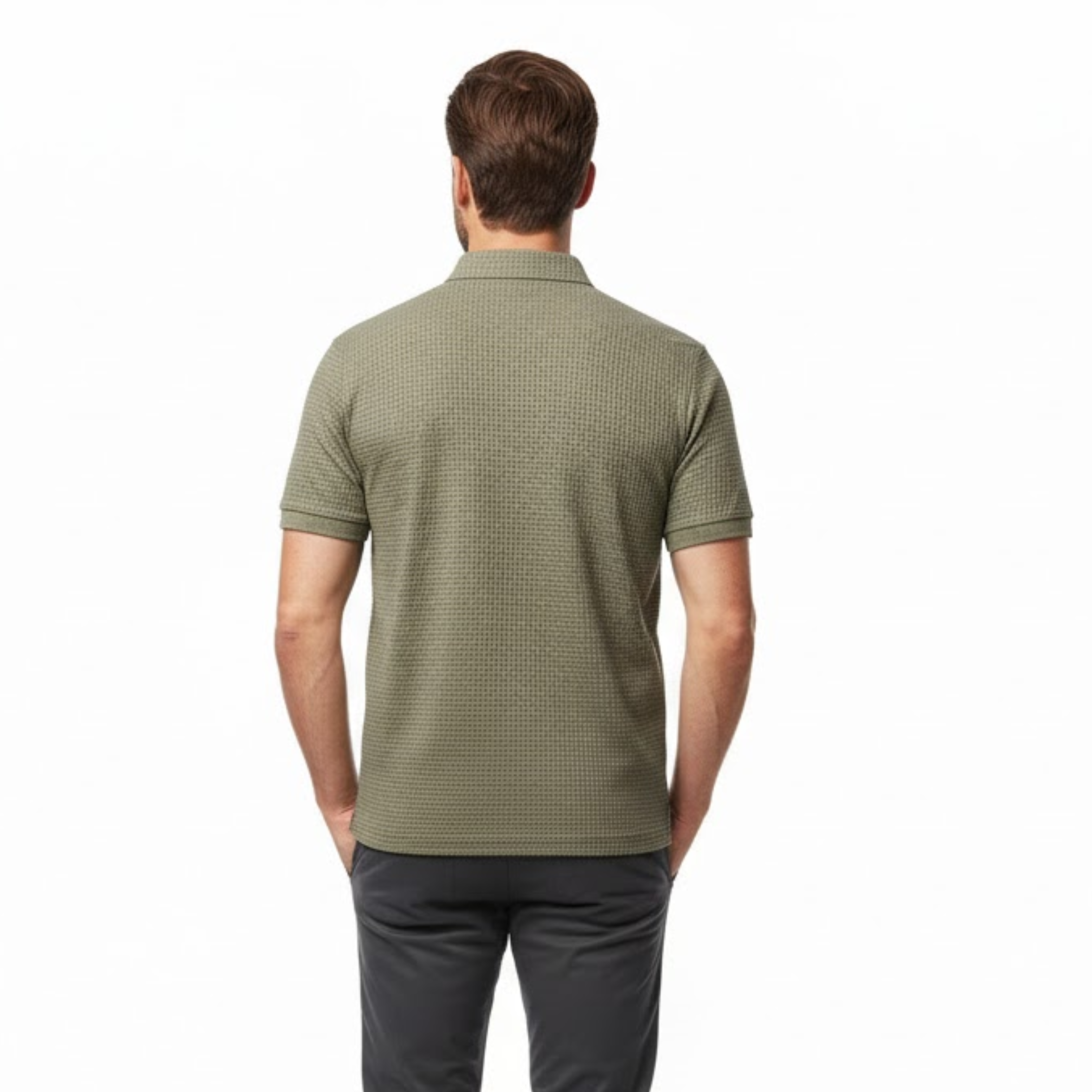 Polo à Manches Courtes pour Hommes en Maille Respirante de Polyester, Style Business Chic