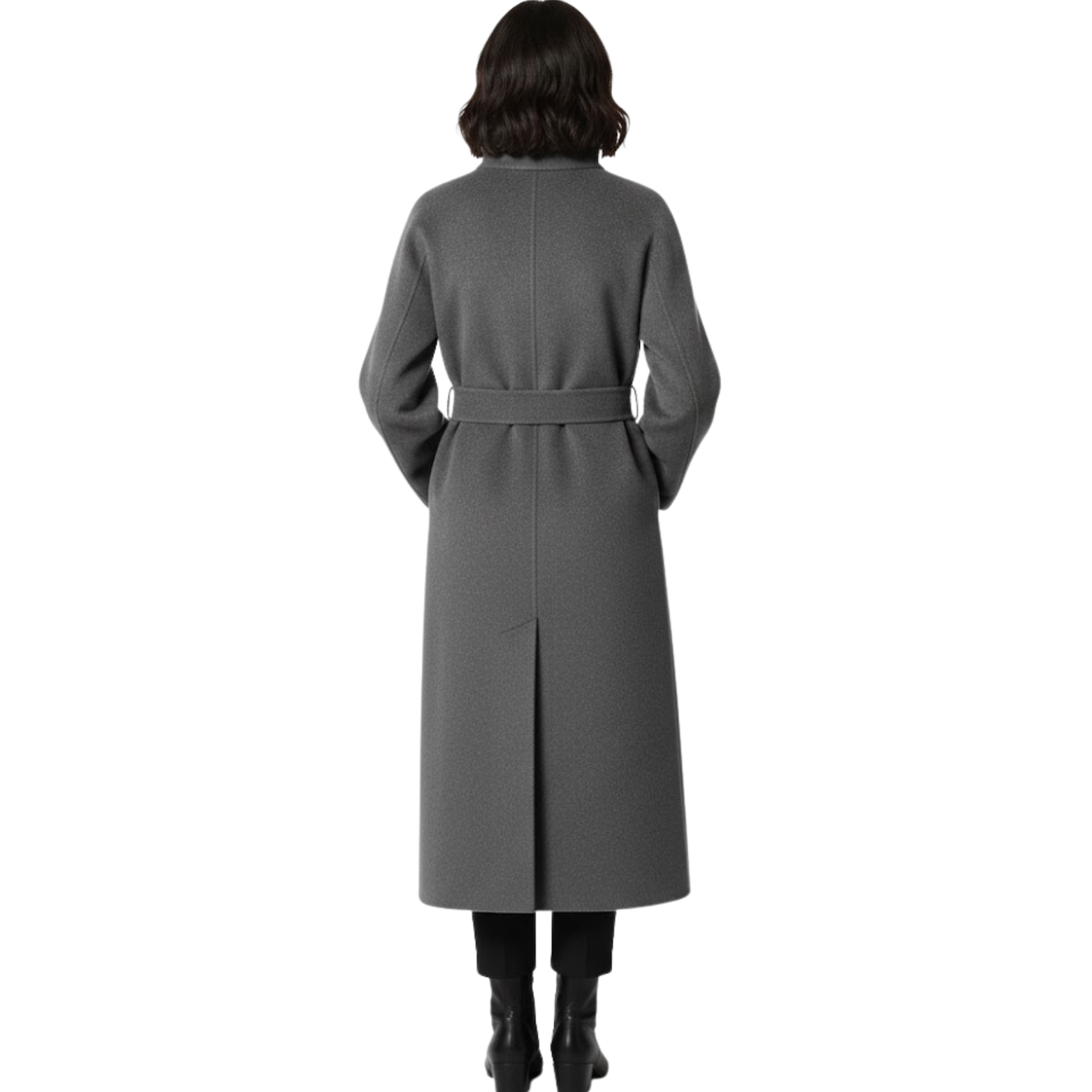 Hosszú, kétsoros gombolású, hajtókás galléros, formás kabát