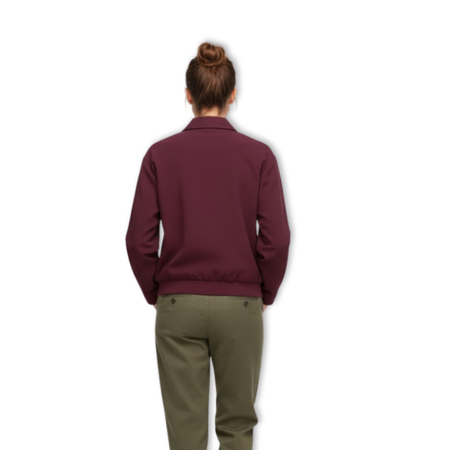 Burgundy jacket with shirt collar and tailored cut