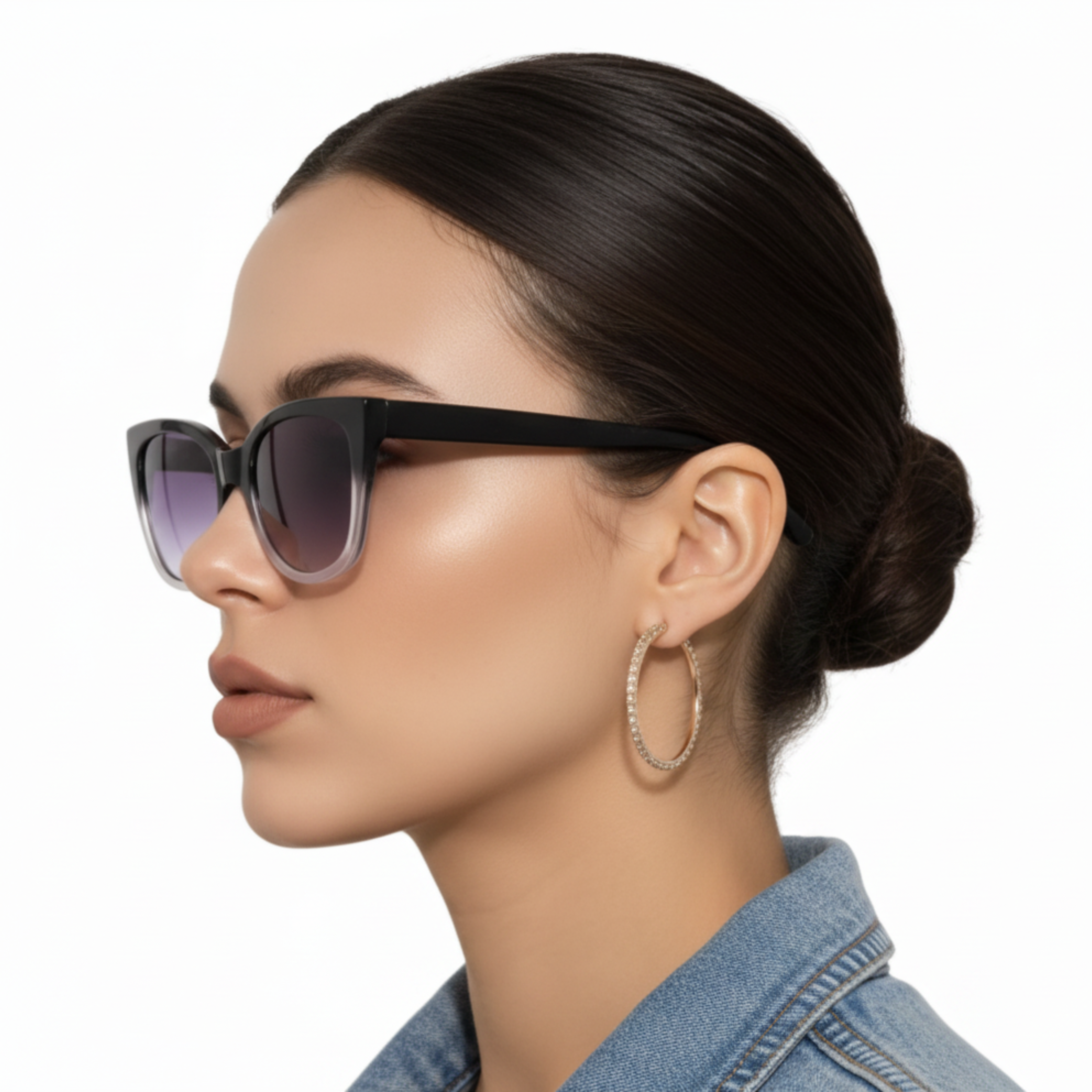 Lunettes de soleil œil de chat oversize avec monture et verres dégradés