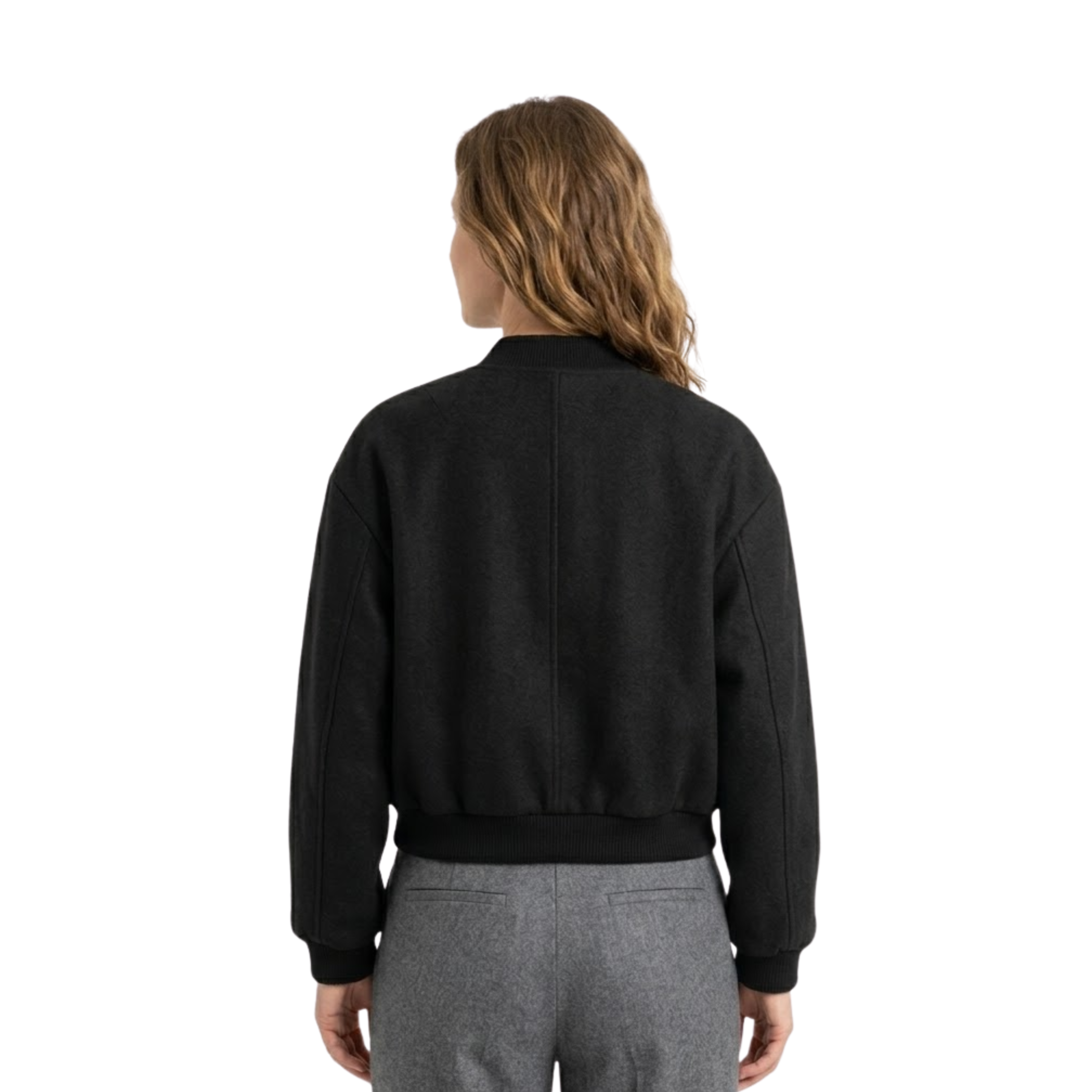 Veste Courte en Tweed à Manches Longues et Boutonnage Croisé pour Femme