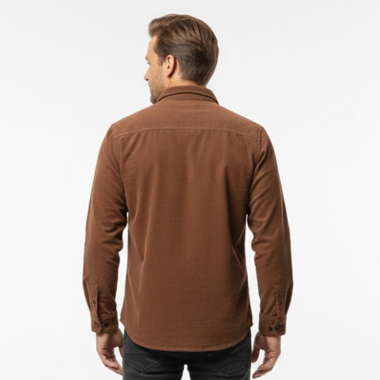 Férfi 100% pamut kordbársony ing, testhezálló szabás, mellzsebekkel