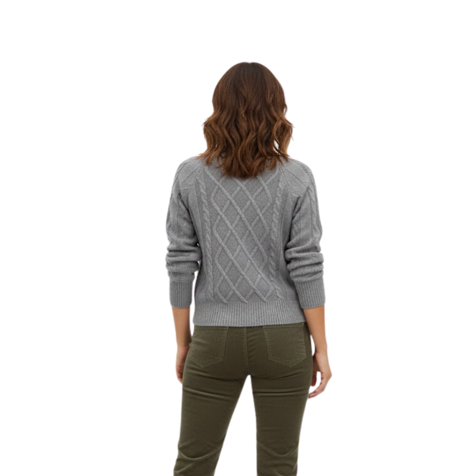 Twisted knit sweater for women, round neck, thick fabric, elegant and stylish