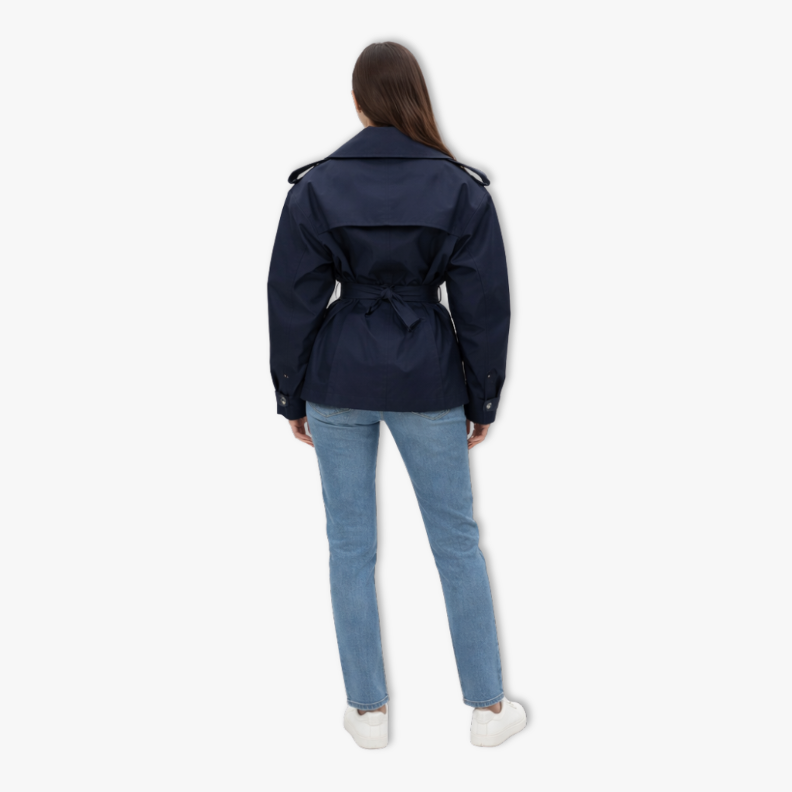 Lace-Up Trench Coat for Women, Windbreaker Jacket with Lapels and Long Sleeves