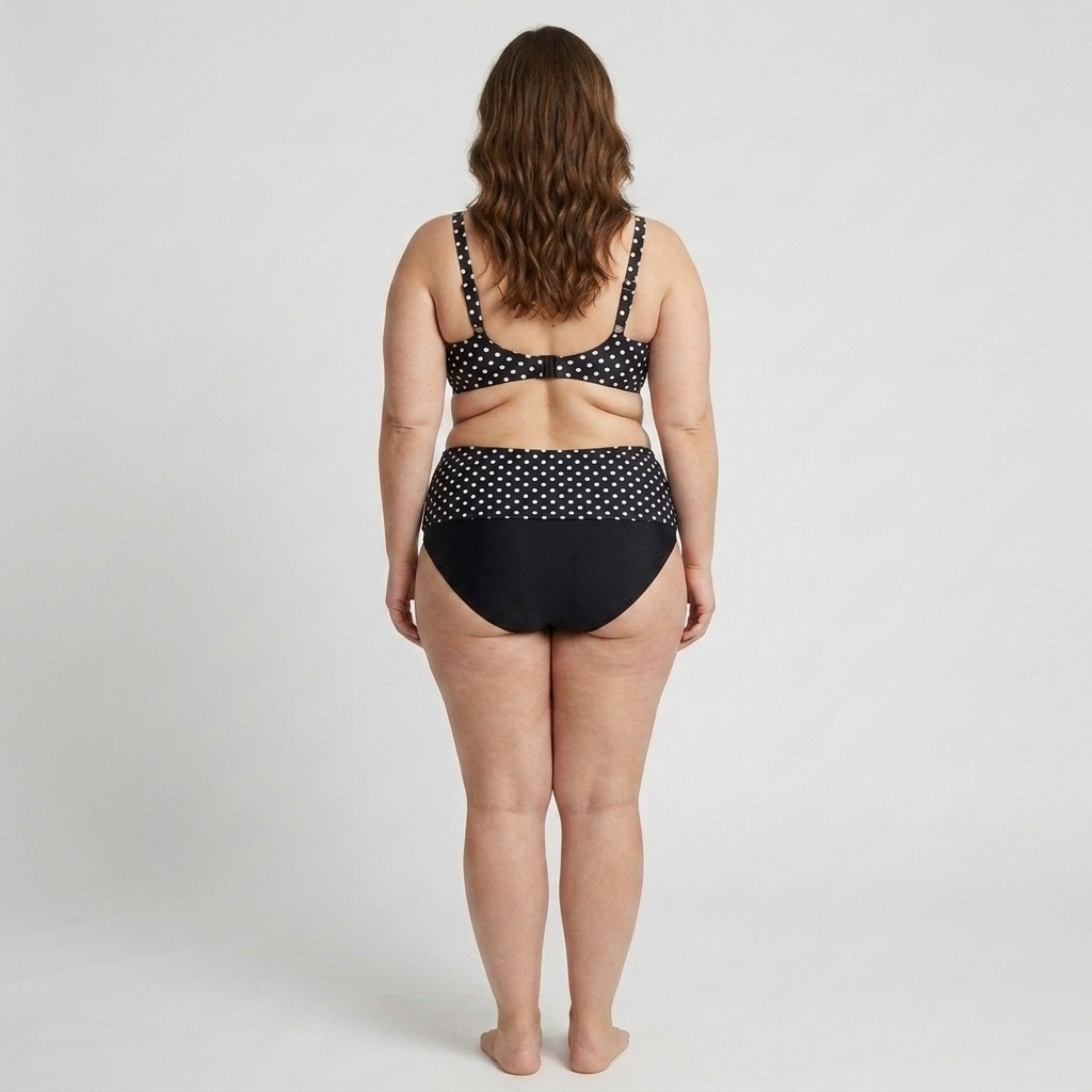 Costume da bagno due pezzi taglia grande per donna bikini vita alta a pois
