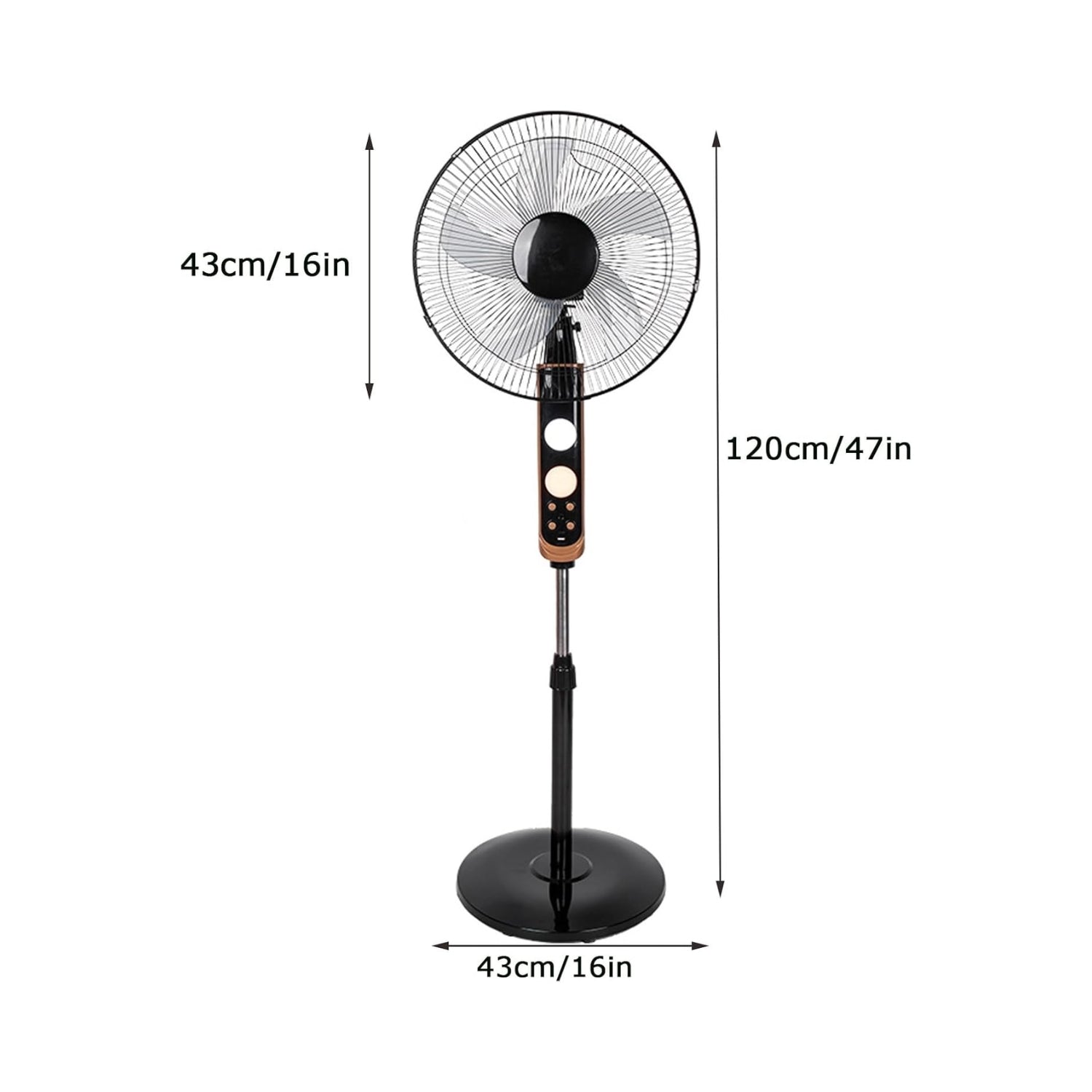 Ventilador de pie con control remoto, oscilación y 3 velocidades