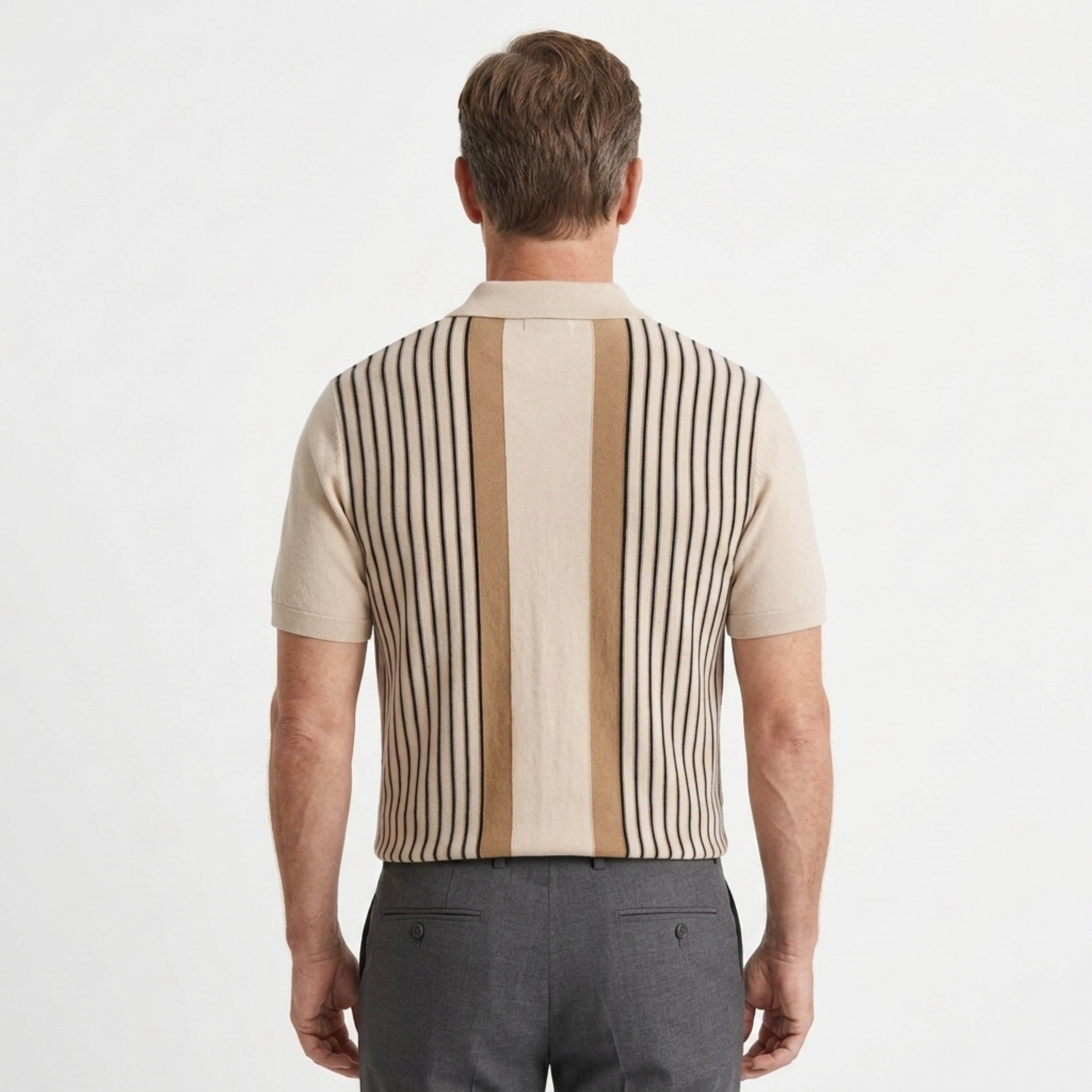 Maglia a rete uomo — righe verticali — taglio casuale