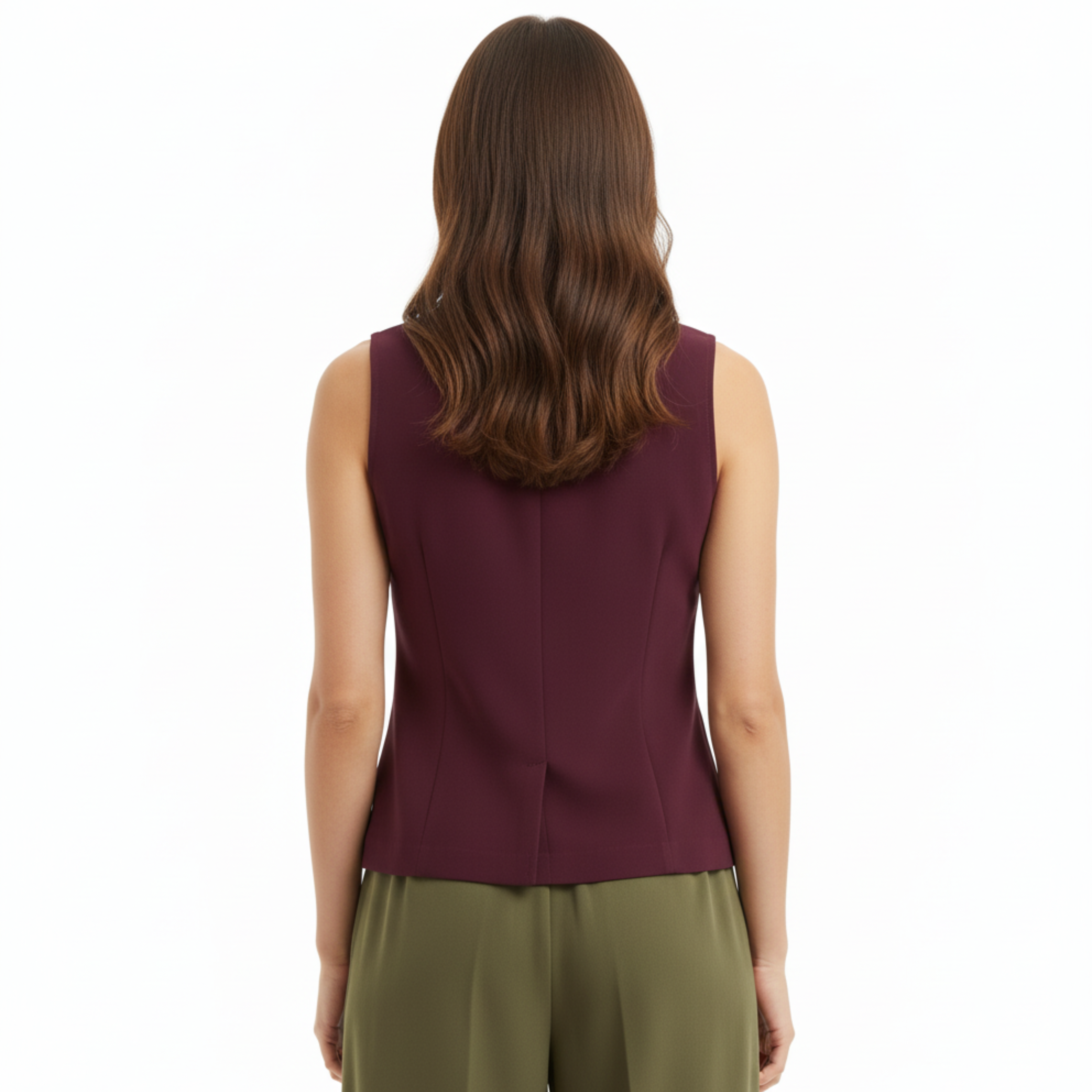 Gilet Sans Manches en Maille à Col en V avec Boutons Dorés pour Femmes