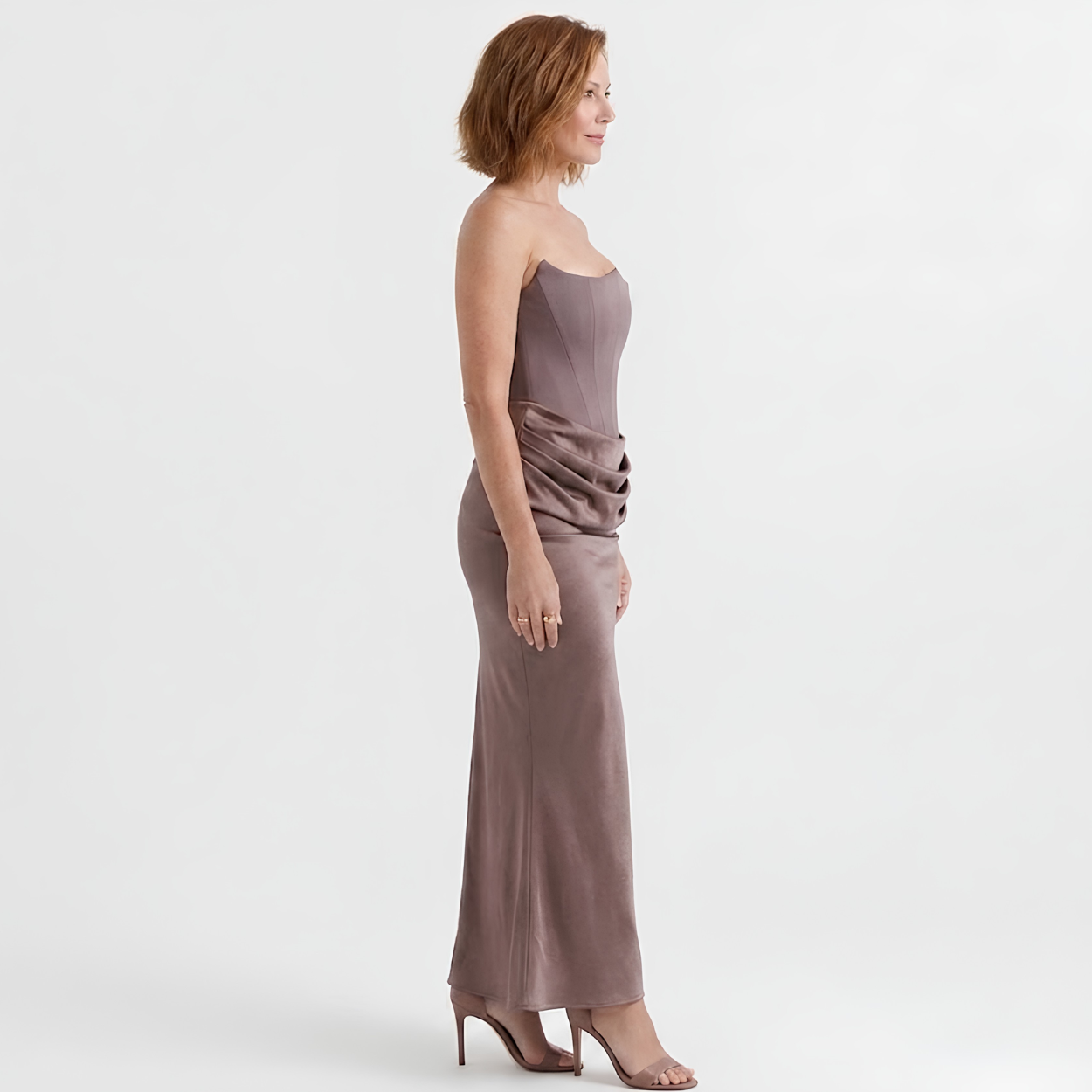 Rochie maxi bodycon cu bustier și pliuri strategice pentru femei