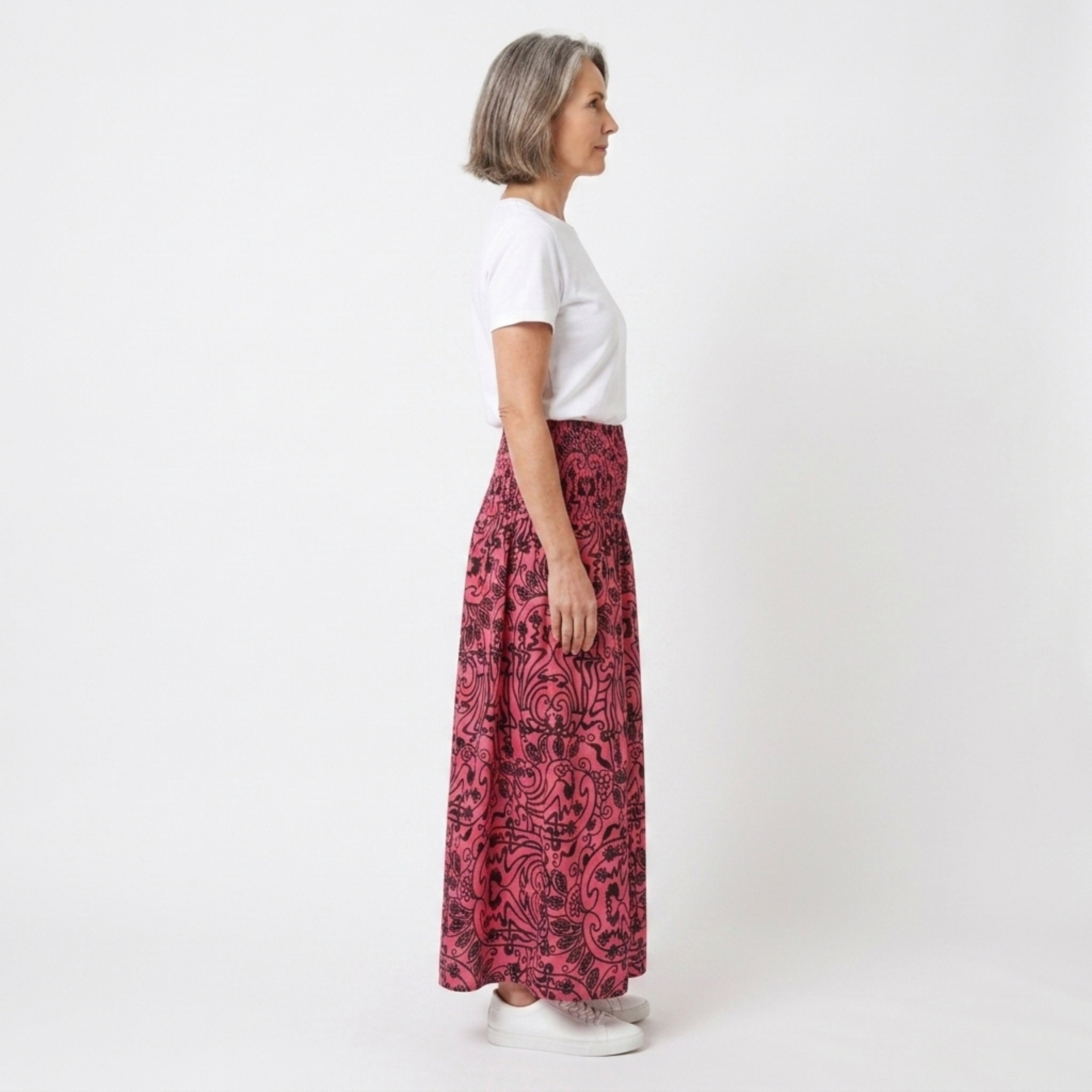 Maxi lang boheme nederdel — elastisk høj talje — sommerferie