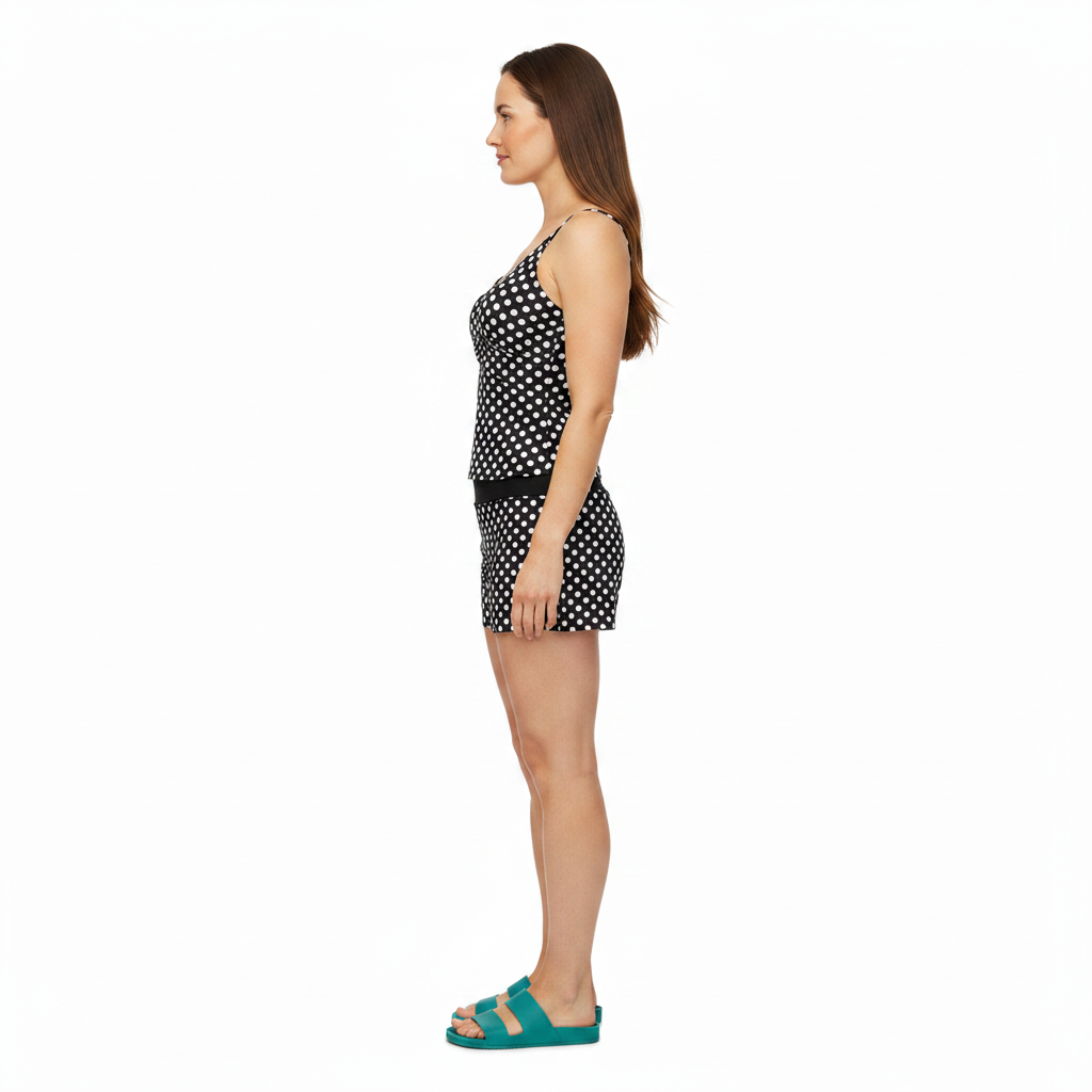 Polka Dot Tankini Bathing Set with Swim Shorts
