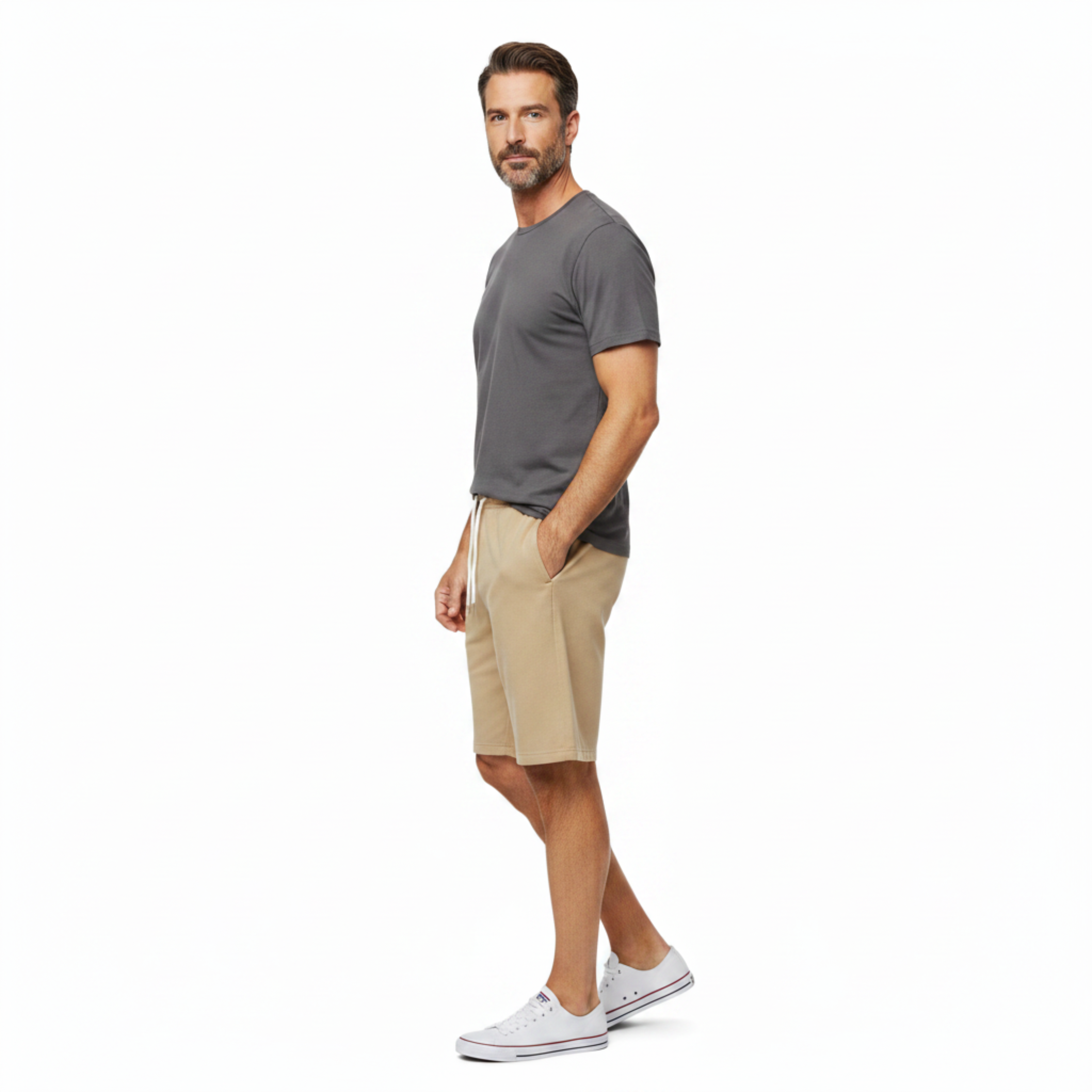 Pantaloni scurți sport pentru bărbați cu talie elastică și șnur de ajustare