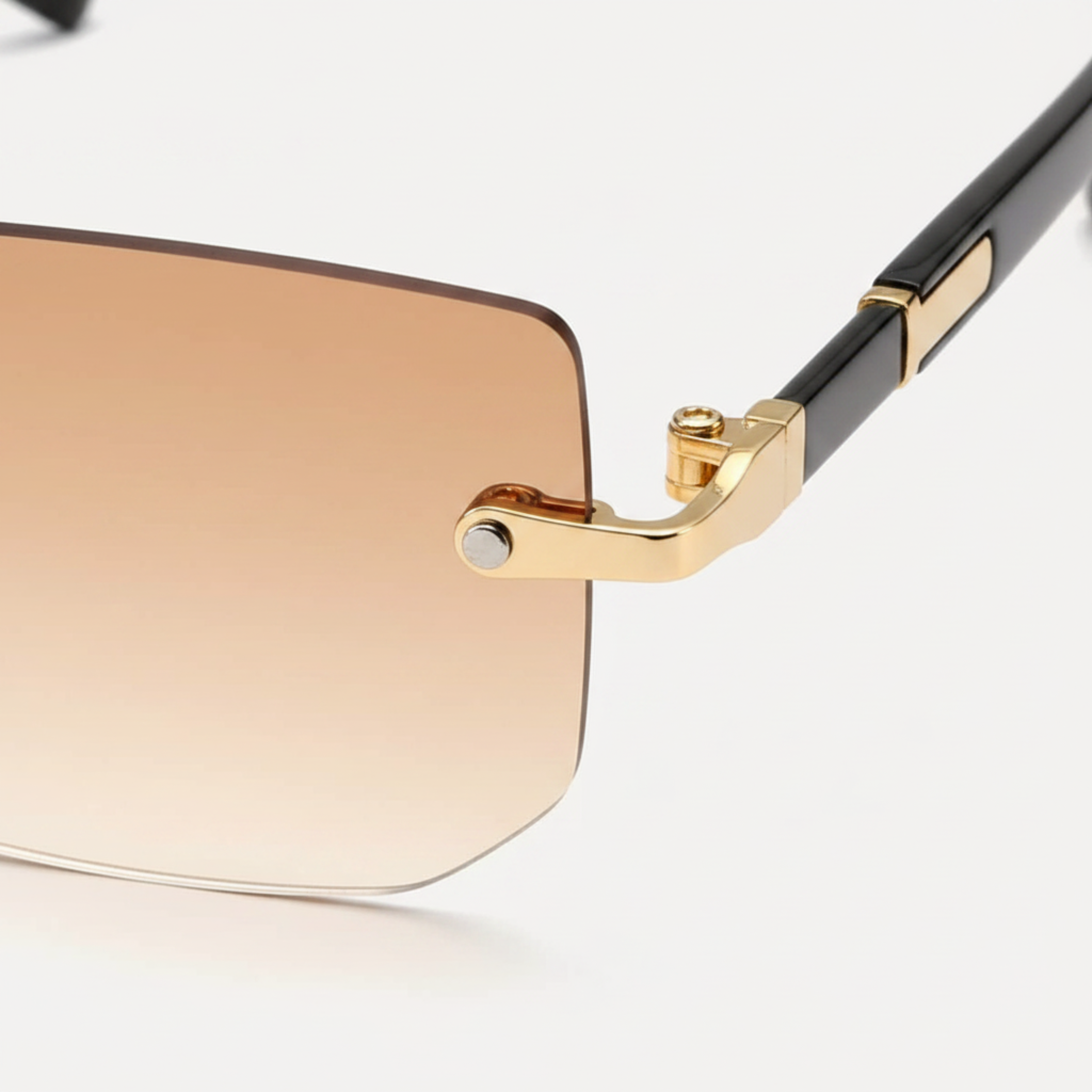 Gafas de sol rectangulares sin montura para hombre con puente de metal