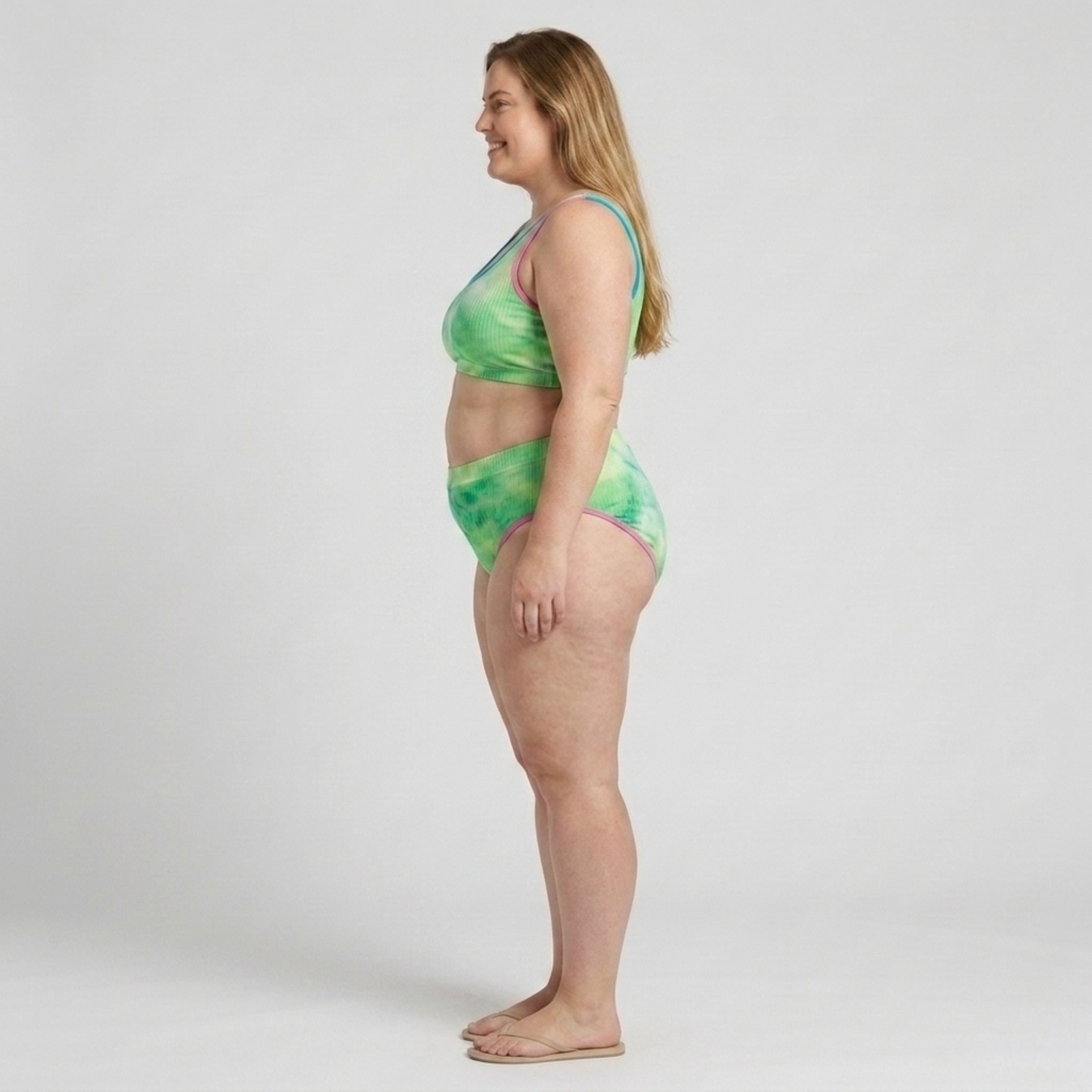 Bikini due pezzi taglia grande da donna a vita alta effetto tie-dye