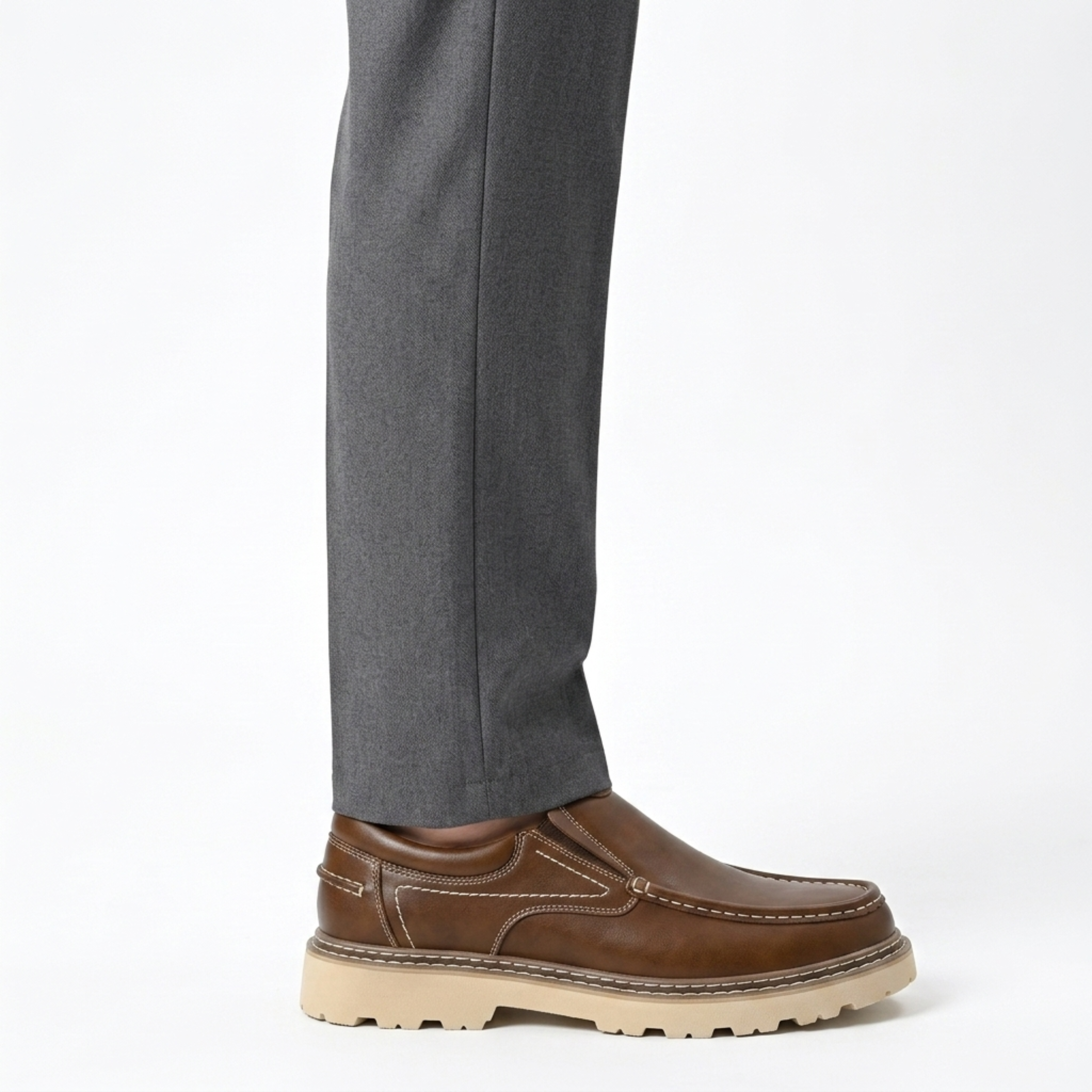 Leather slip-on shoes — sturdy and flexible sole — everyday use