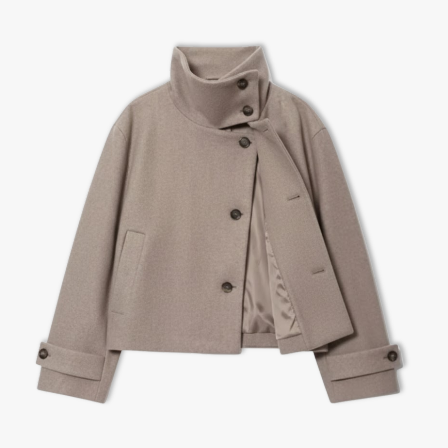 Manteau Femme Ample et Décontracté à Manches Longues avec Boucle et Col Montant