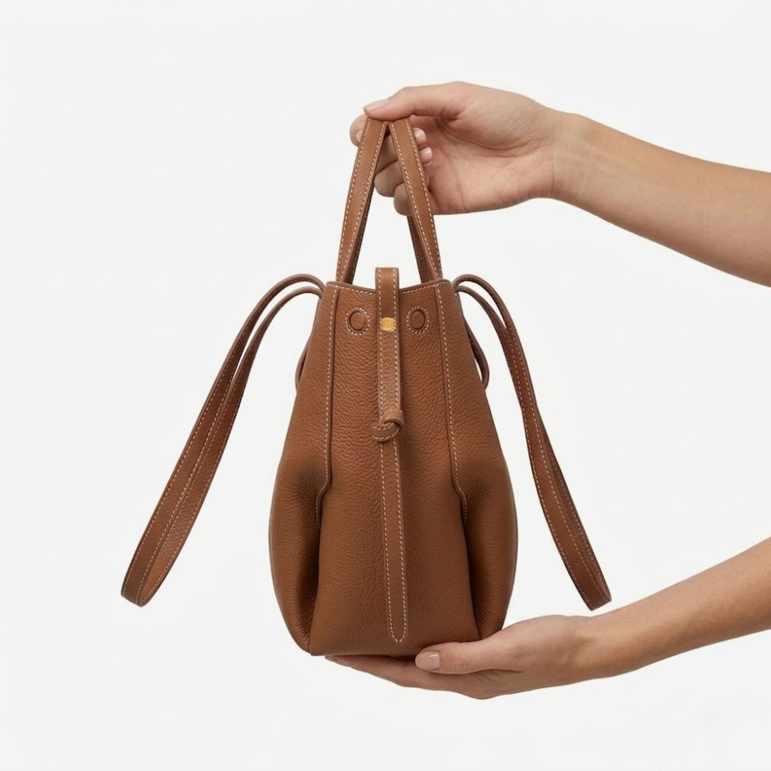 Nagy Kapacitású Bőr Kézitáska Női Ráncolt Szárnyakkal