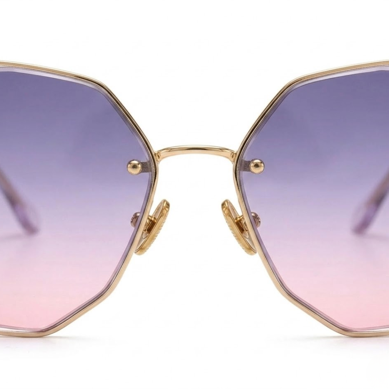 Oversized Rimless Sunglasses with Geometric Gradient Lenses