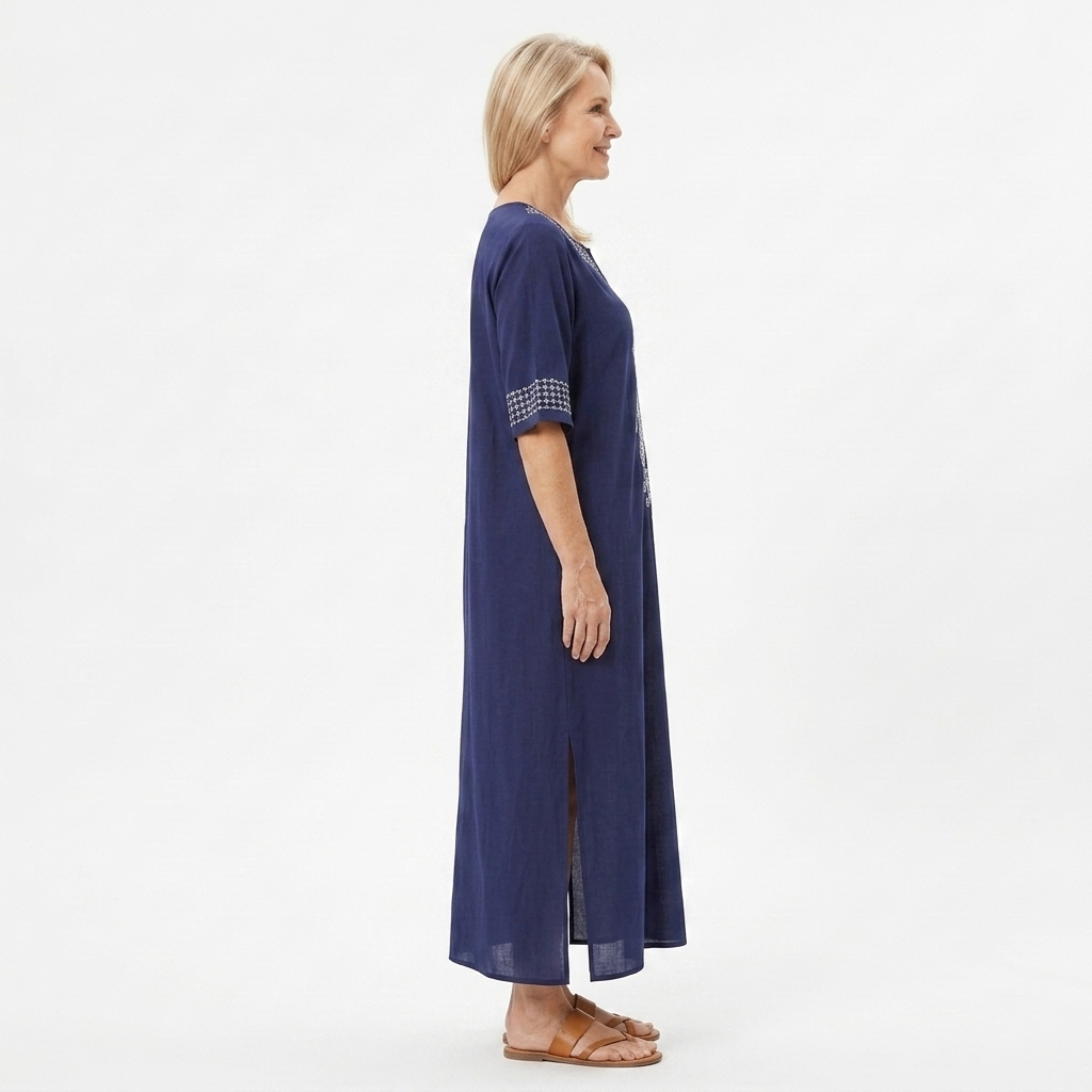 Bata kimono de playa larga — corte amplio — vacaciones de verano