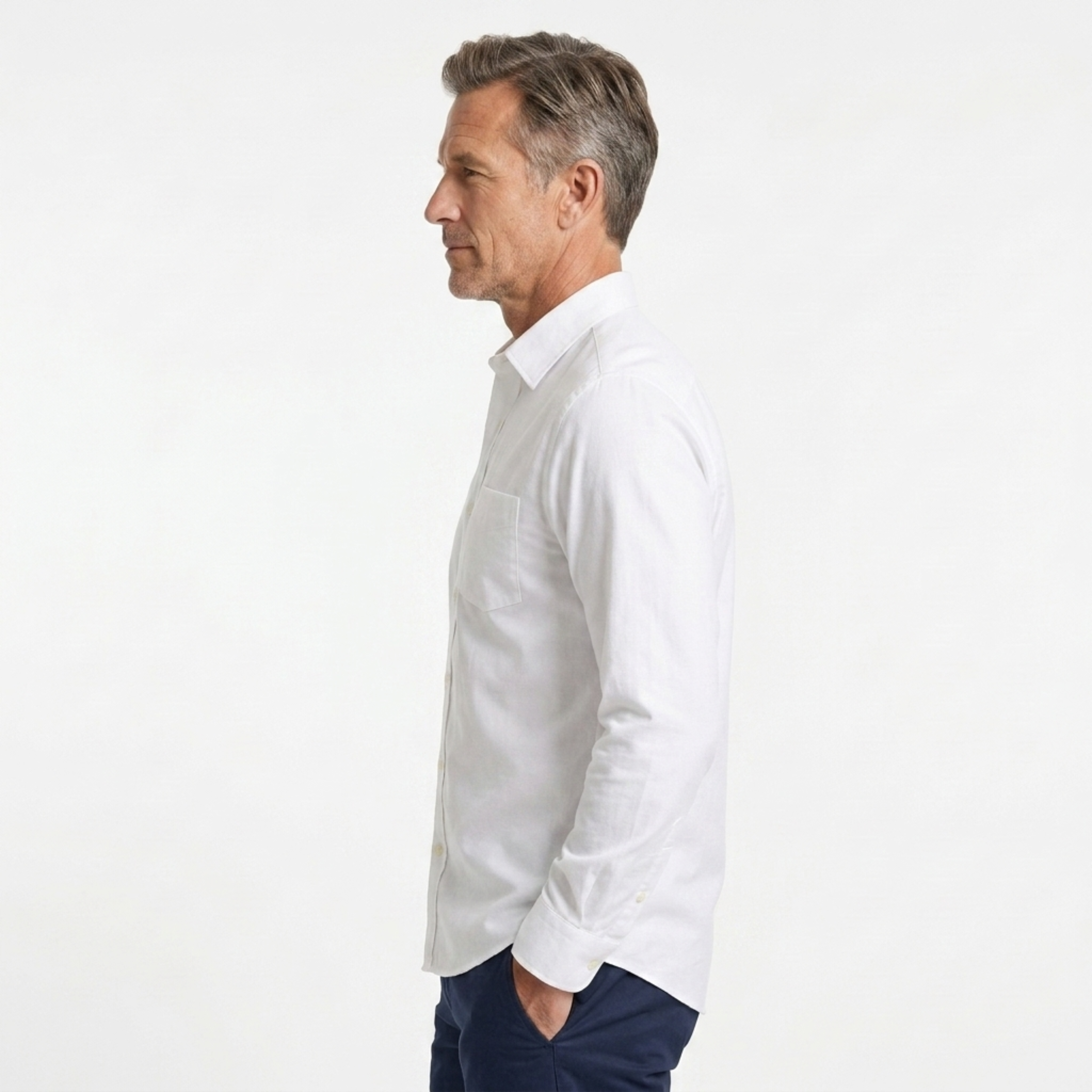 Men's button-down shirt — long sleeves and pointed collar — formal occasion